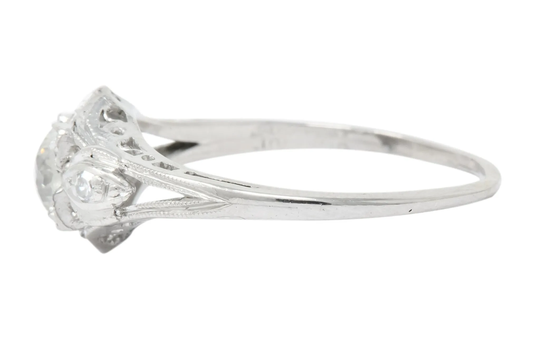 Art Deco 0.49 CTW Old European Diamond Platinum Engagement Ring