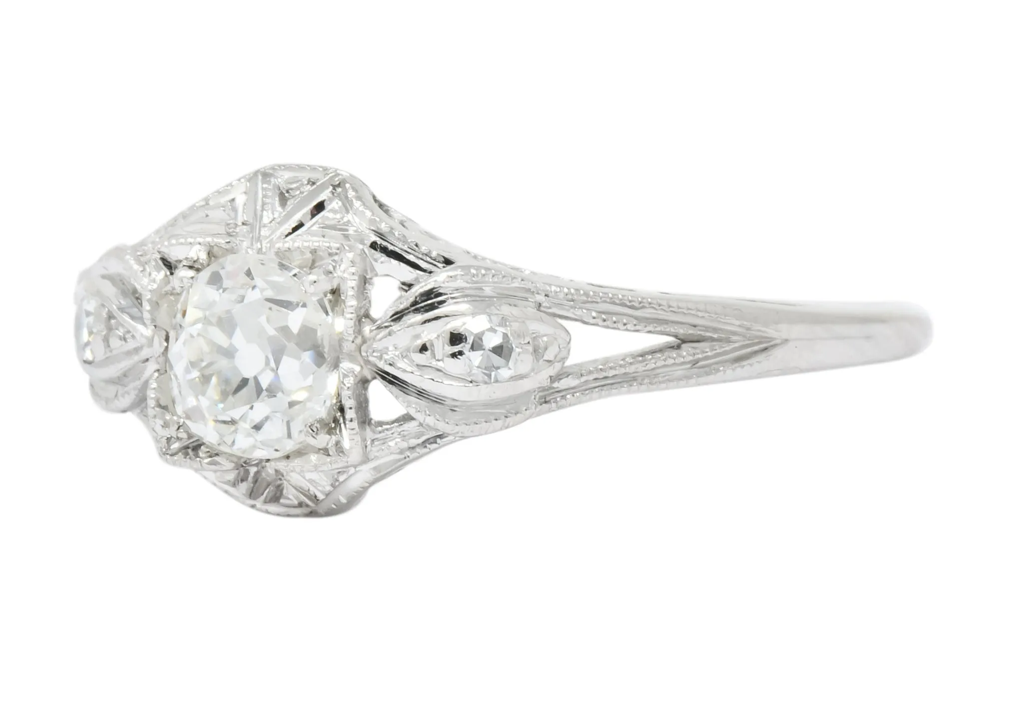 Art Deco 0.49 CTW Old European Diamond Platinum Engagement Ring