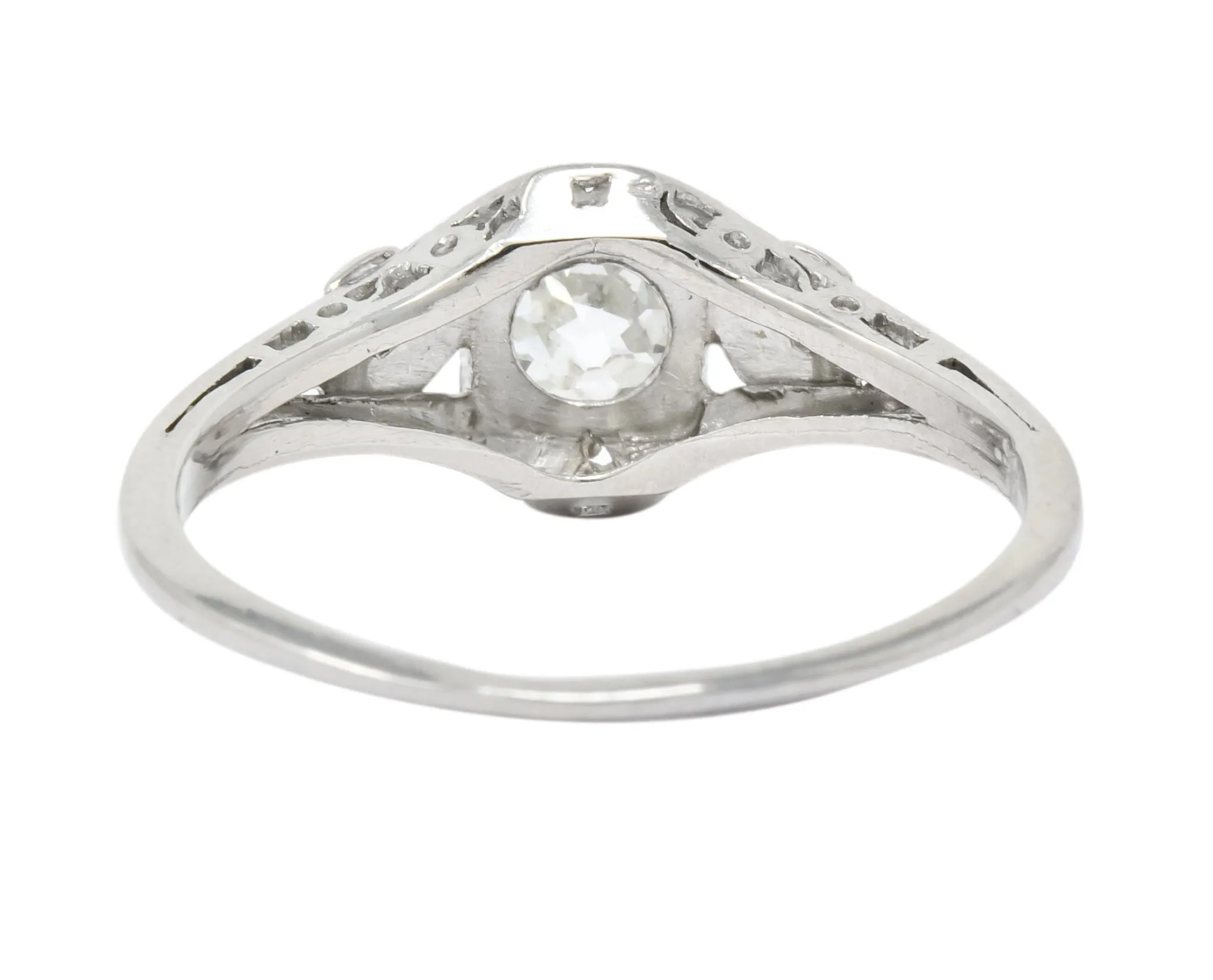 Art Deco 0.49 CTW Old European Diamond Platinum Engagement Ring