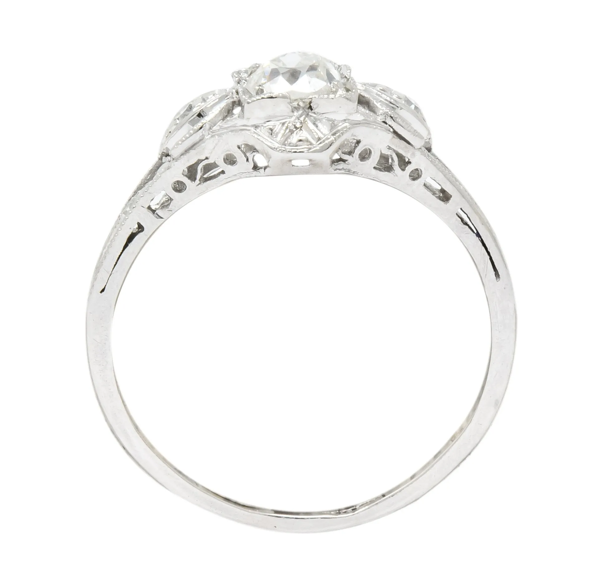 Art Deco 0.49 CTW Old European Diamond Platinum Engagement Ring