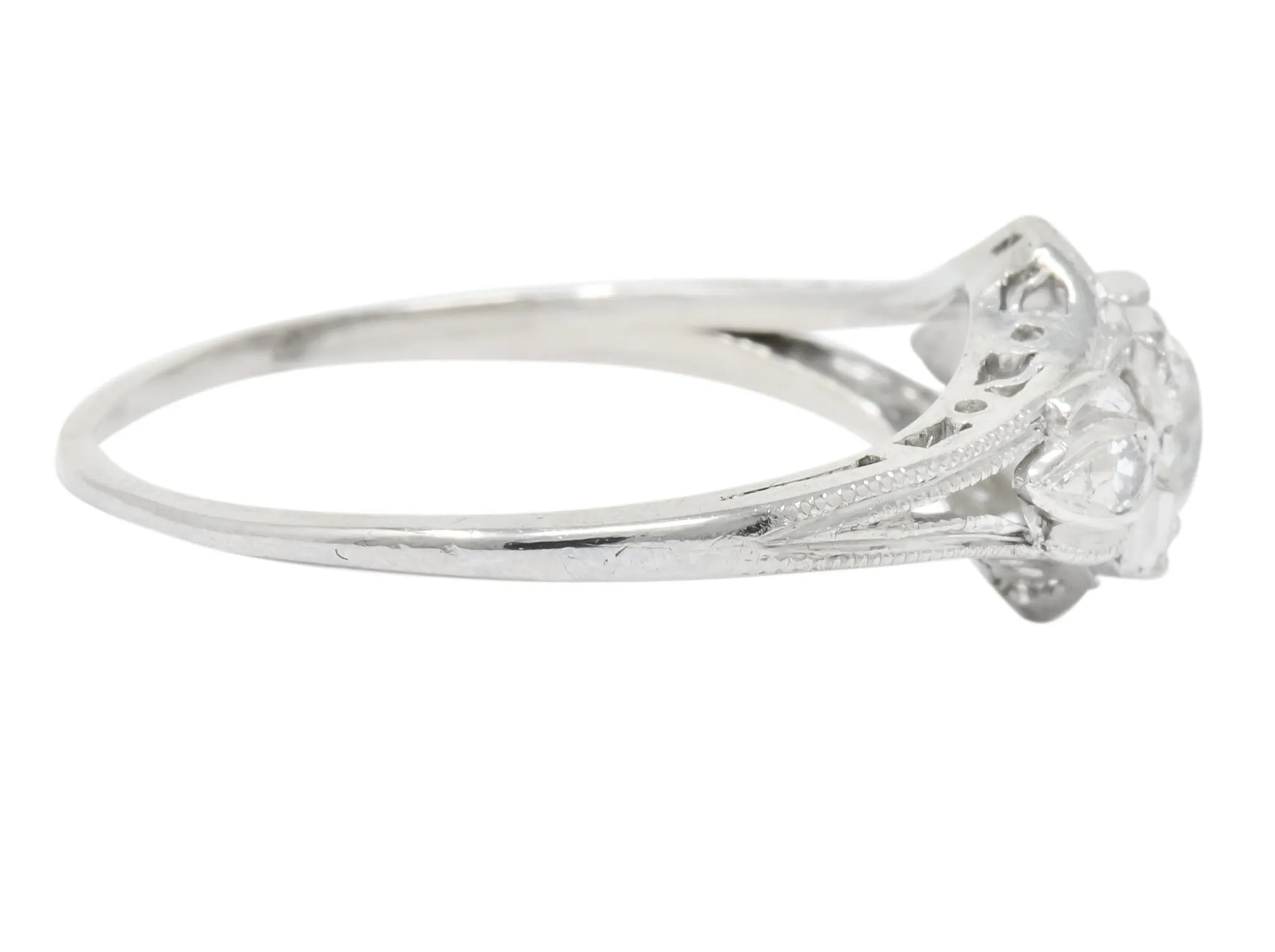Art Deco 0.49 CTW Old European Diamond Platinum Engagement Ring