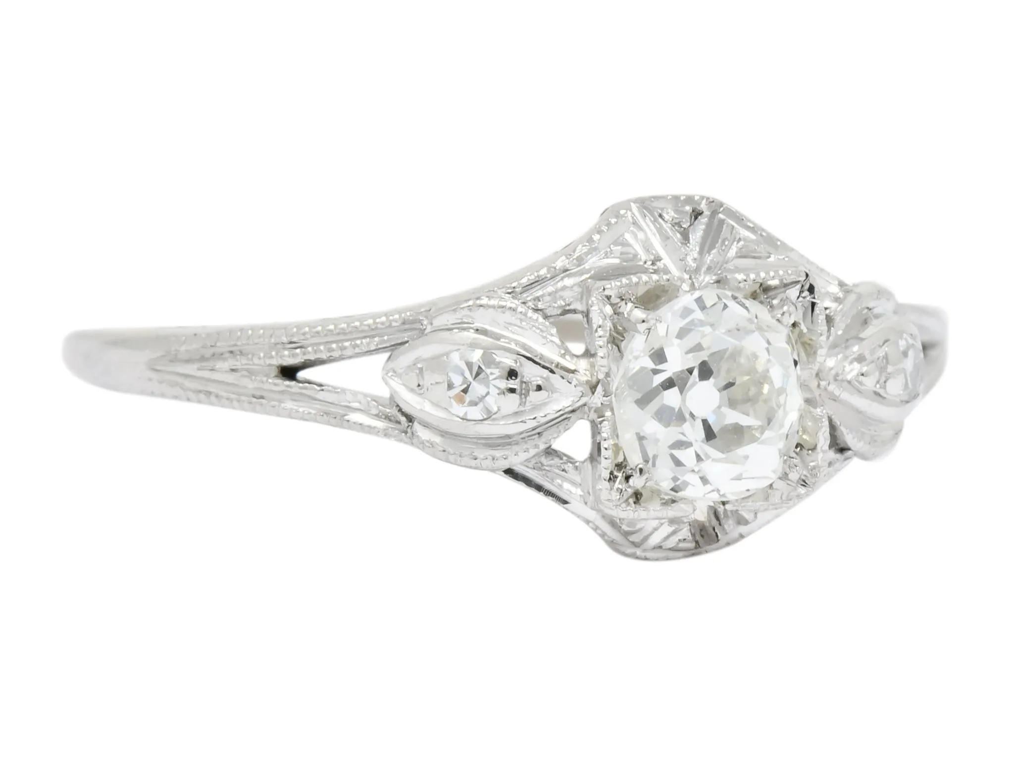 Art Deco 0.49 CTW Old European Diamond Platinum Engagement Ring