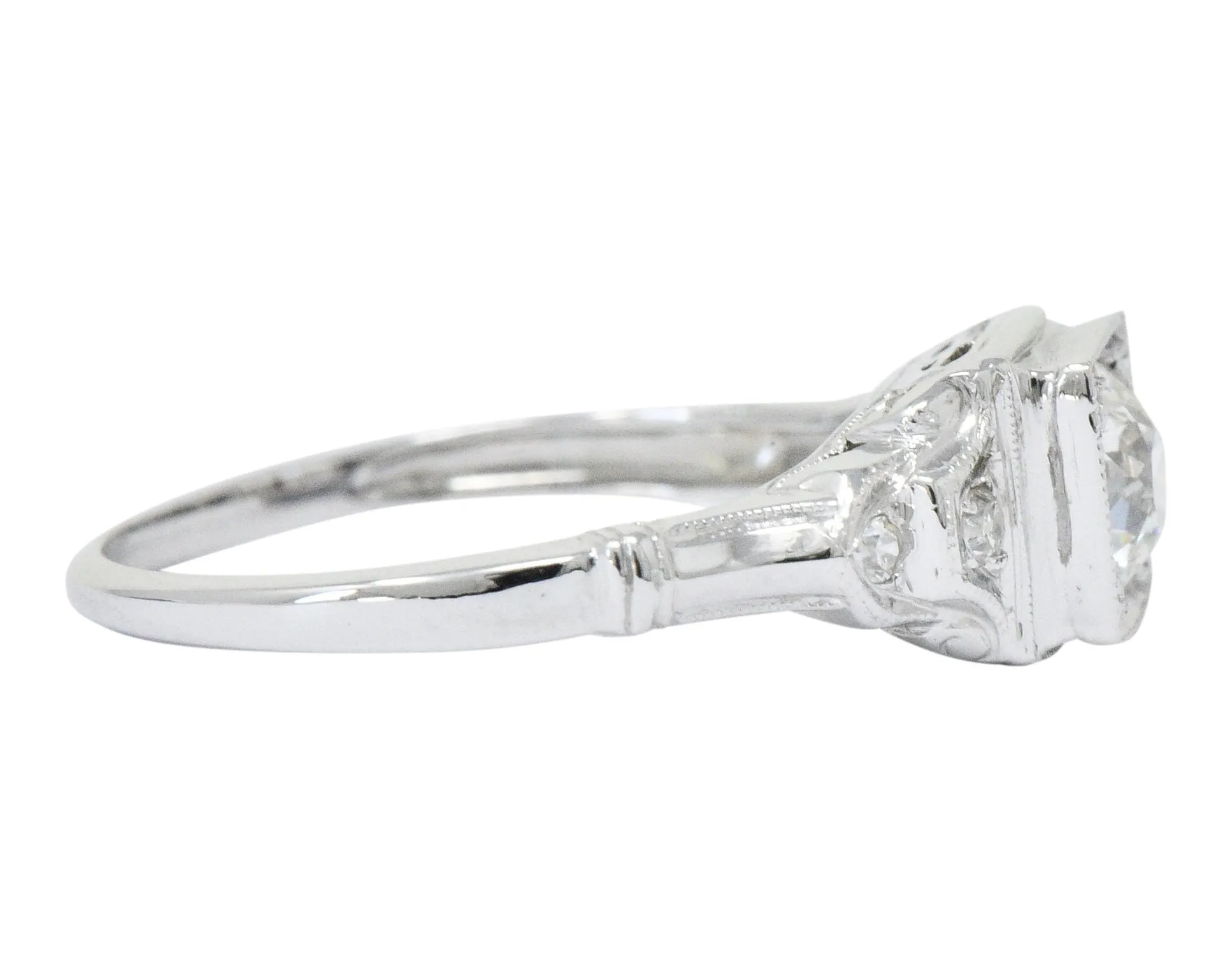 Art Deco 0.53 CTW Diamond 18 Karat White Gold Engagement Ring
