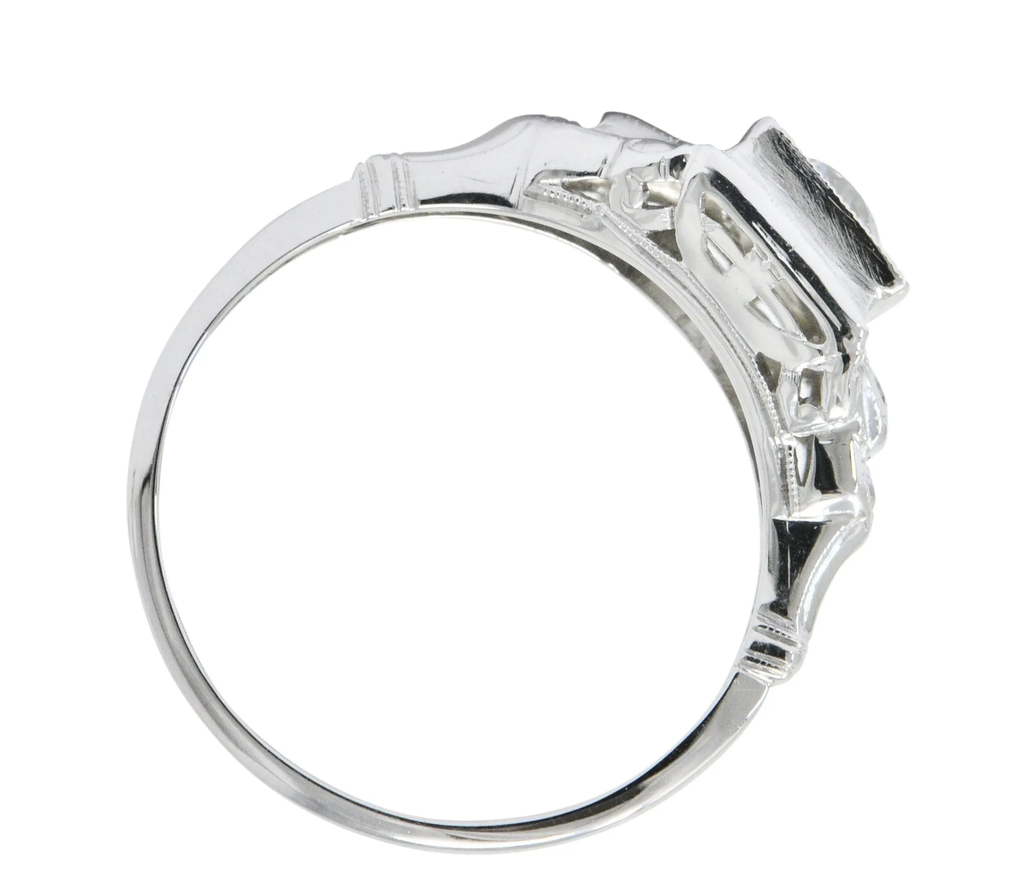 Art Deco 0.53 CTW Diamond 18 Karat White Gold Engagement Ring
