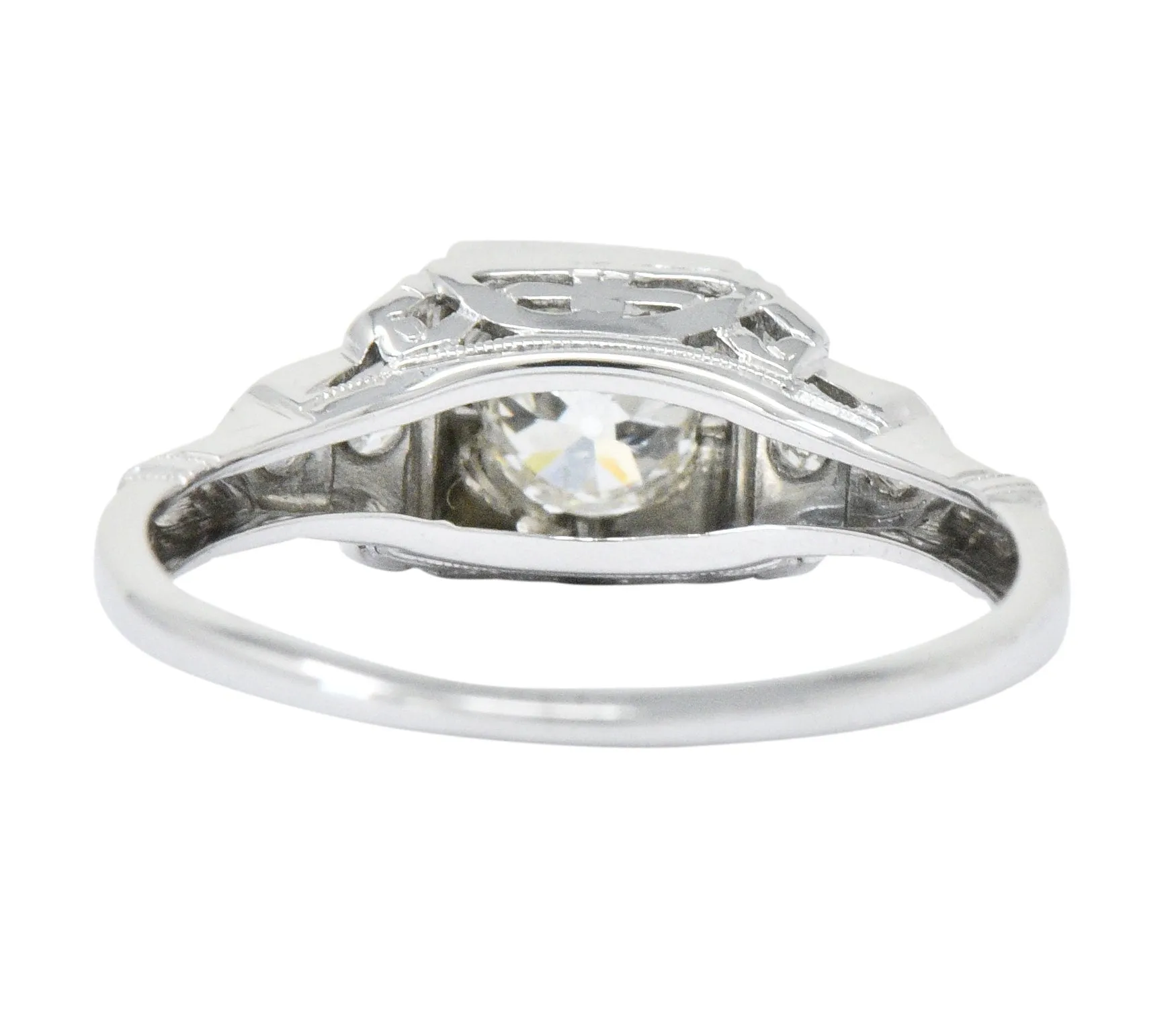 Art Deco 0.53 CTW Diamond 18 Karat White Gold Engagement Ring