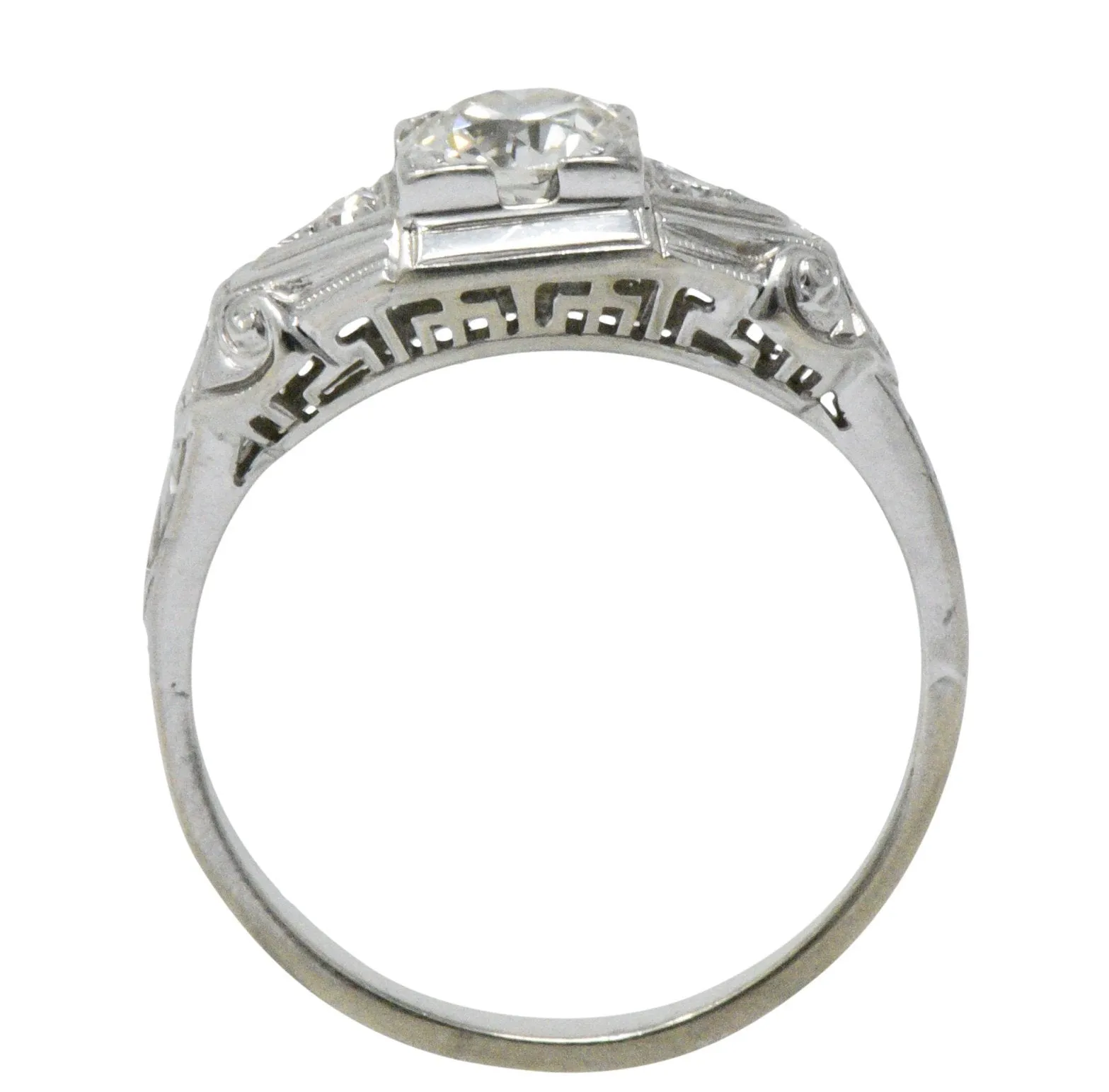Art Deco 0.59 CTW Diamond 14 Karat White Gold Engagement Ring