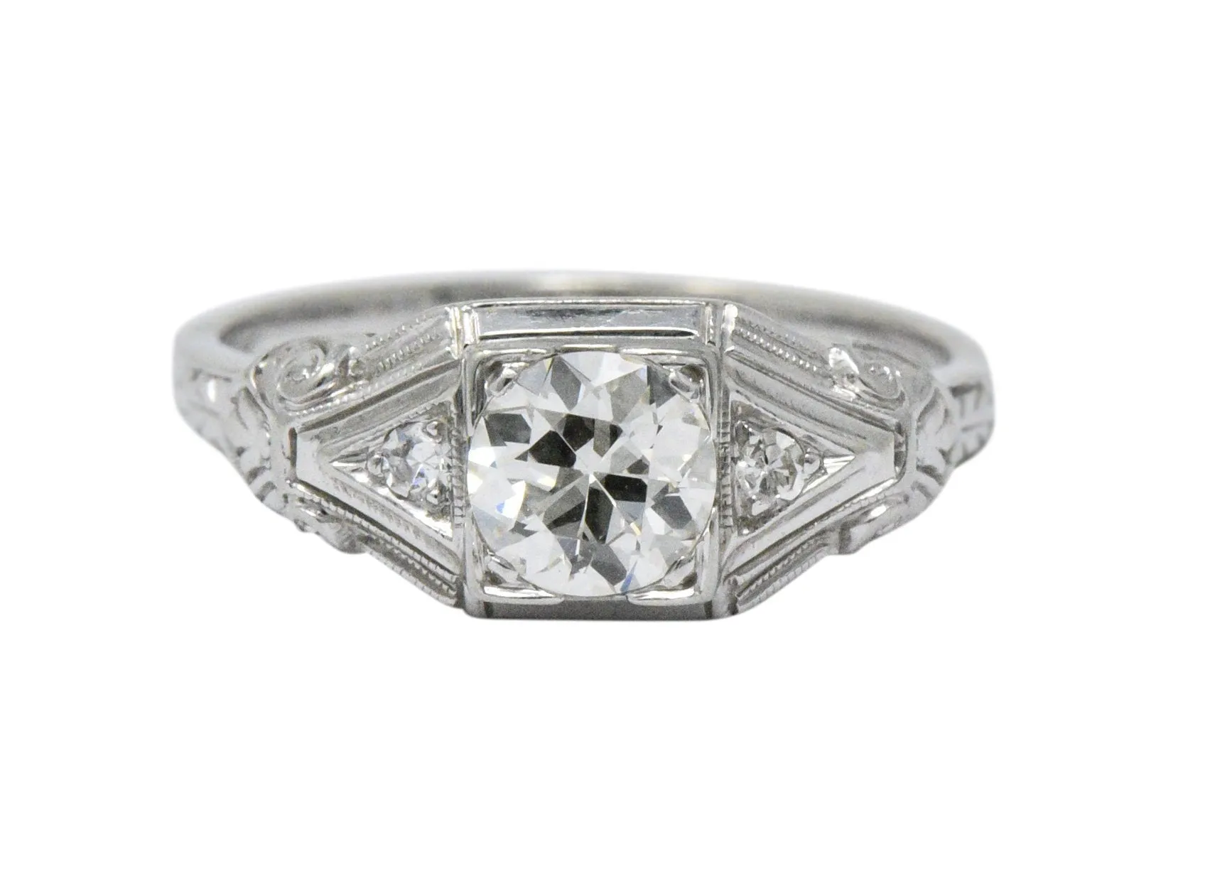 Art Deco 0.59 CTW Diamond 14 Karat White Gold Engagement Ring