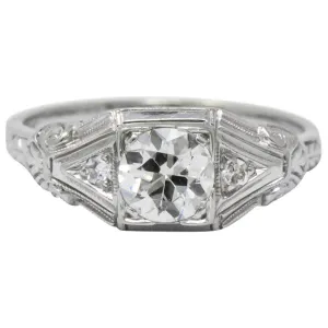 Art Deco 0.59 CTW Diamond 14 Karat White Gold Engagement Ring