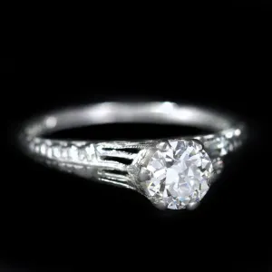 Art Deco 0.60 Carat Old European Cut Diamond Engagement Ring, Circa 1924