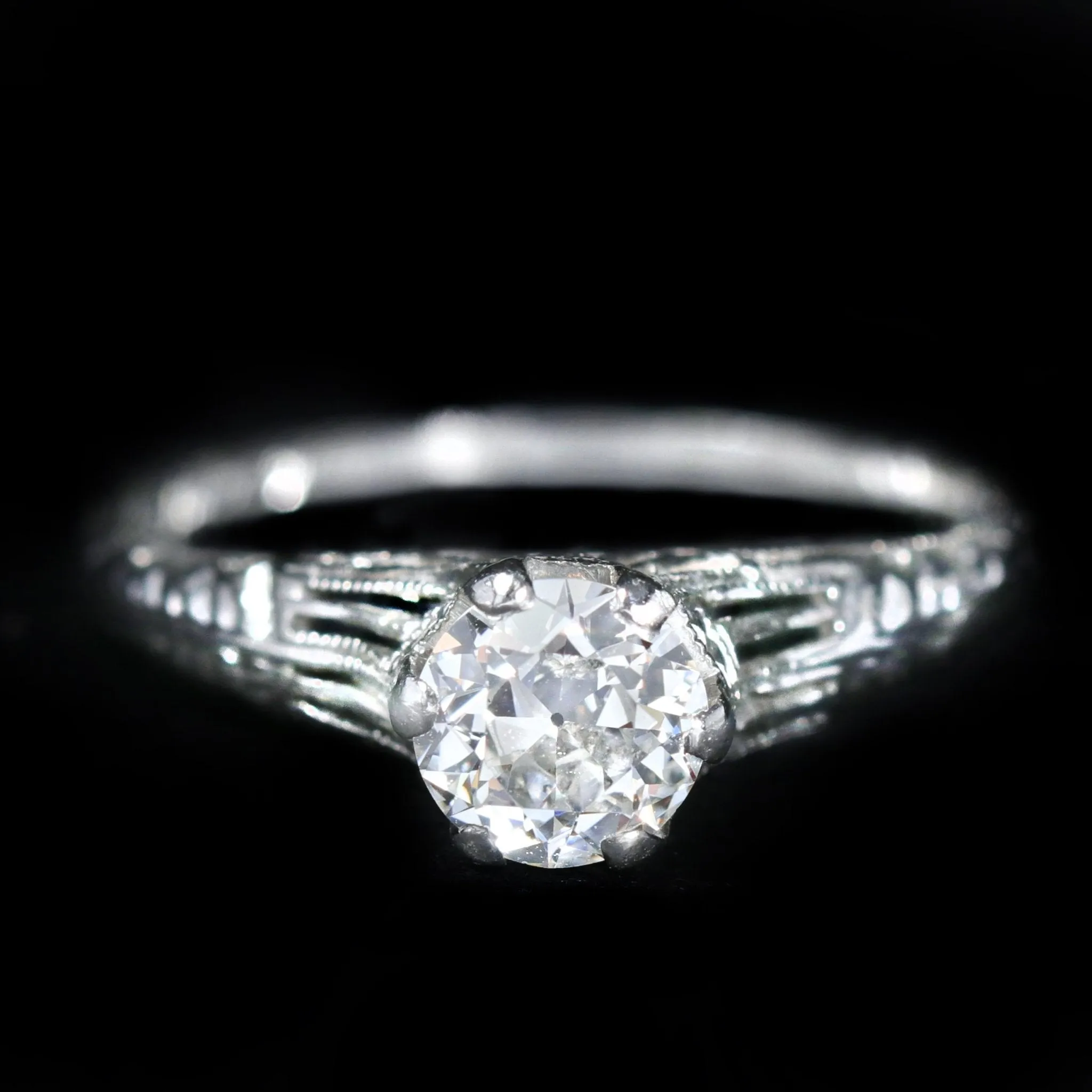 Art Deco 0.60 Carat Old European Cut Diamond Engagement Ring, Circa 1924