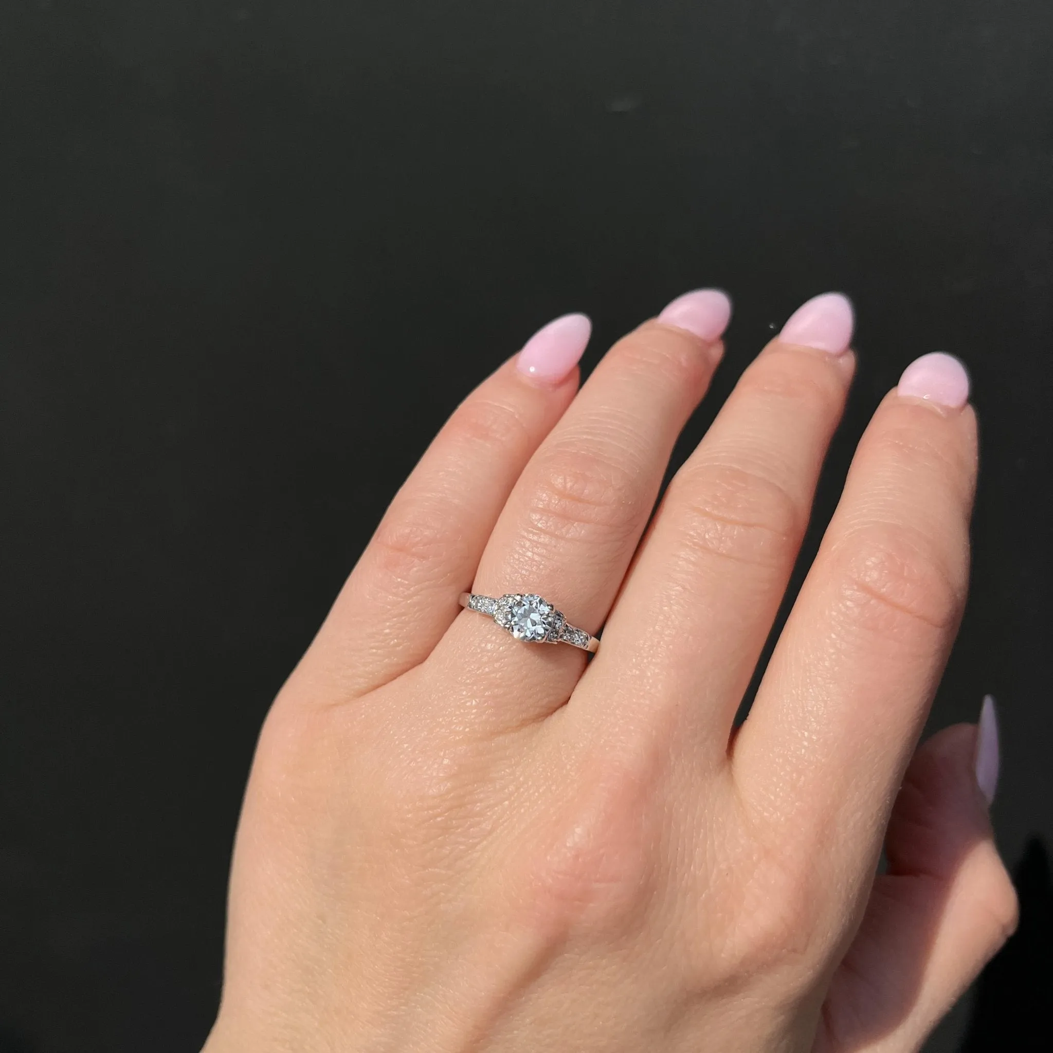 Art Deco 0.69 Carat Old European Cut Diamond Engagement Ring