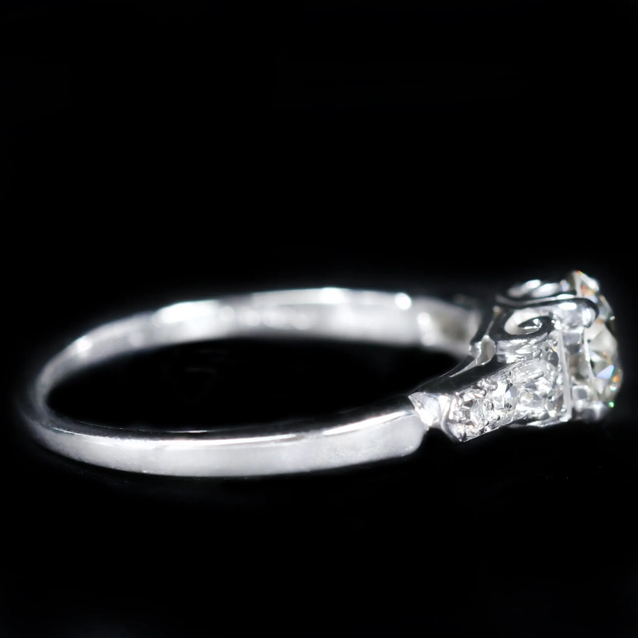Art Deco 0.69 Carat Old European Cut Diamond Engagement Ring