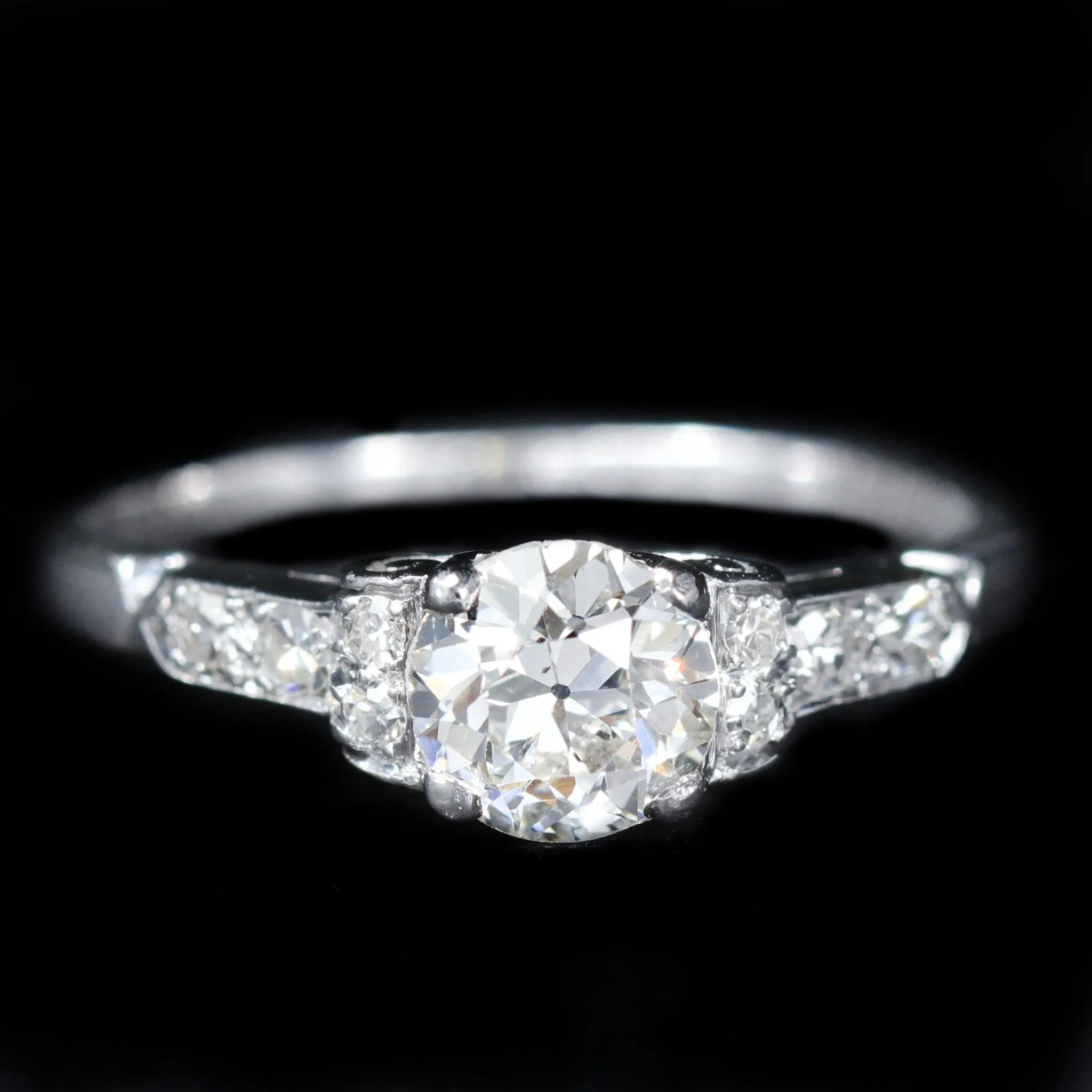 Art Deco 0.69 Carat Old European Cut Diamond Engagement Ring