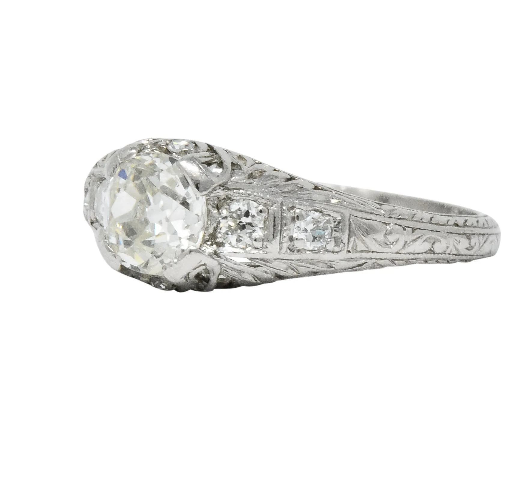 Art Deco 0.70 CTW Diamond Platinum Engagement Ring