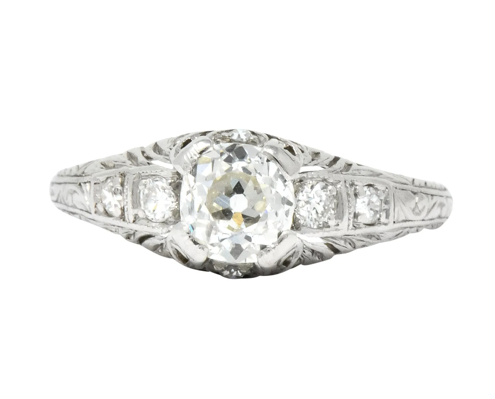 Art Deco 0.70 CTW Diamond Platinum Engagement Ring