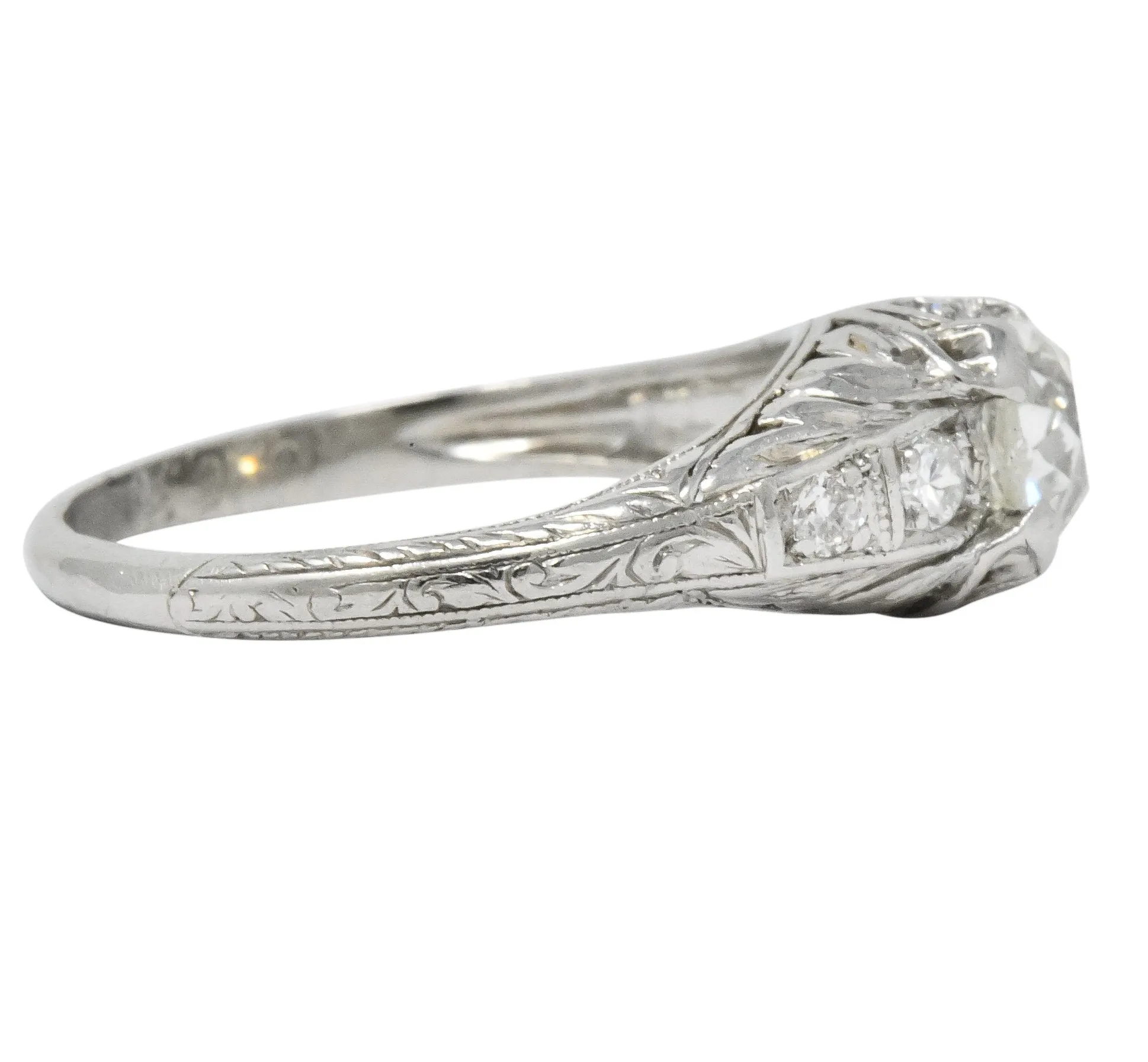 Art Deco 0.70 CTW Diamond Platinum Engagement Ring