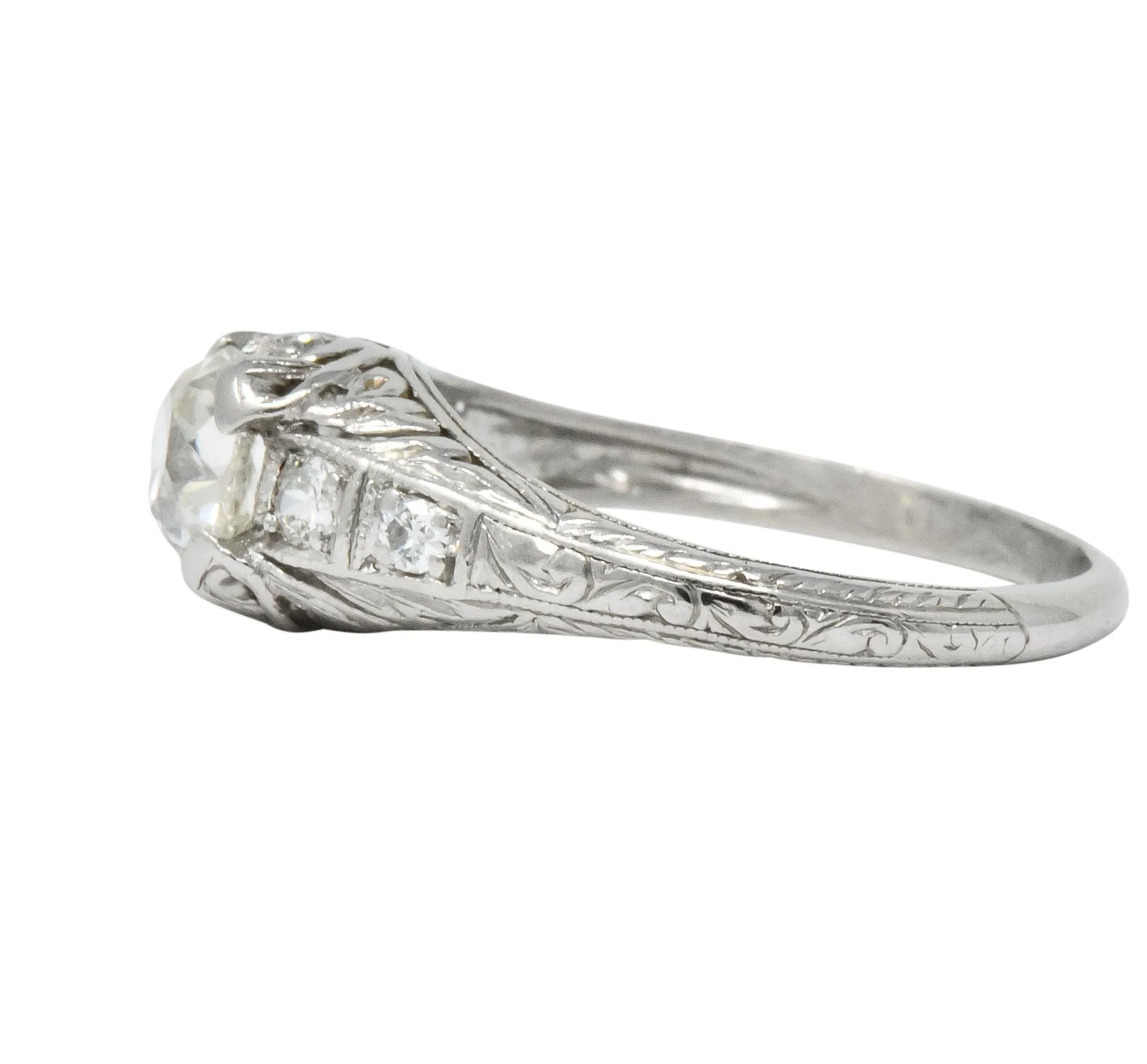 Art Deco 0.70 CTW Diamond Platinum Engagement Ring