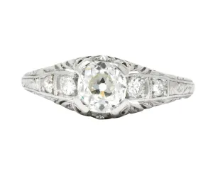 Art Deco 0.70 CTW Diamond Platinum Engagement Ring