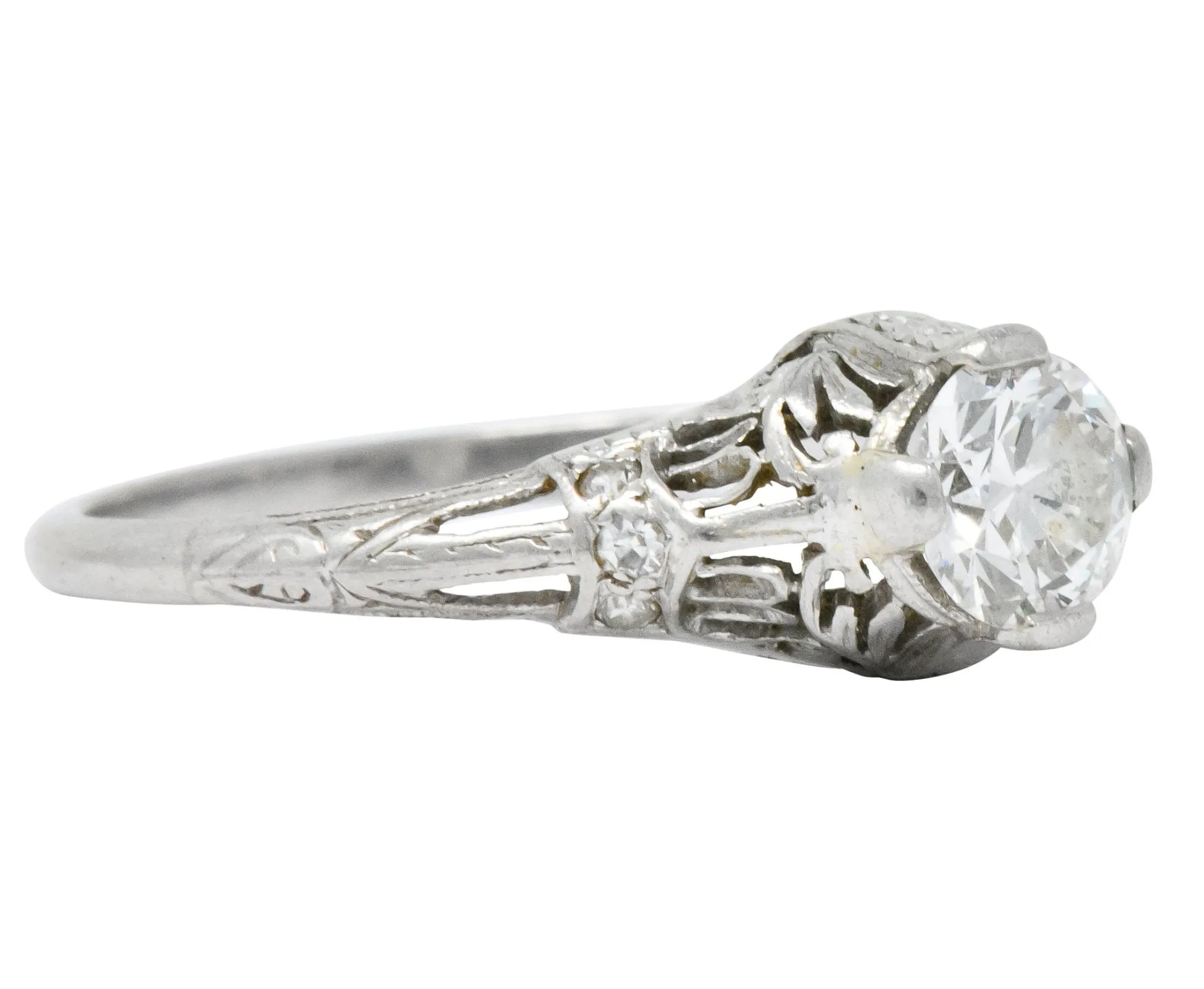 Art Deco 0.75 CTW Diamond Platinum Engagement Ring
