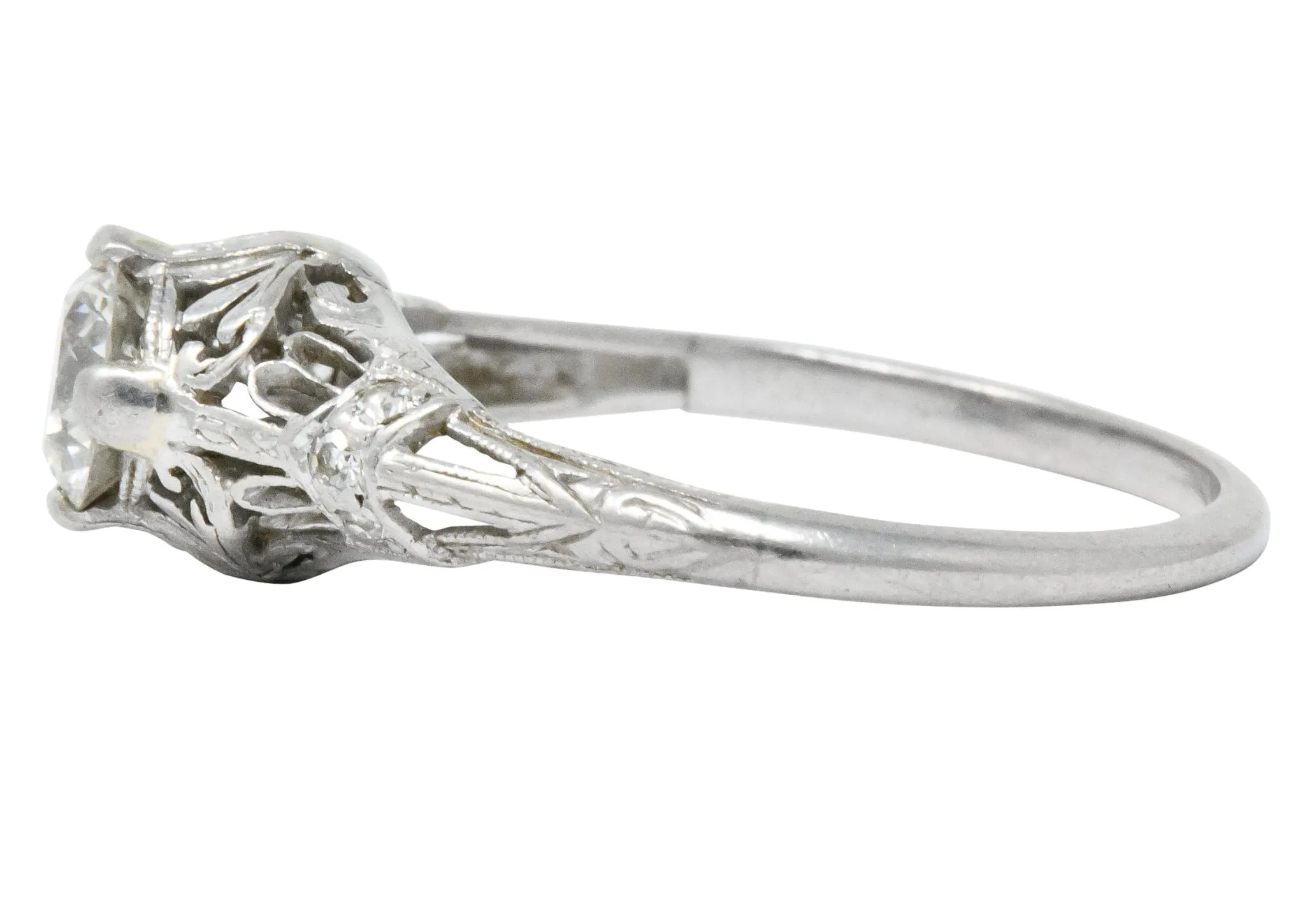 Art Deco 0.75 CTW Diamond Platinum Engagement Ring