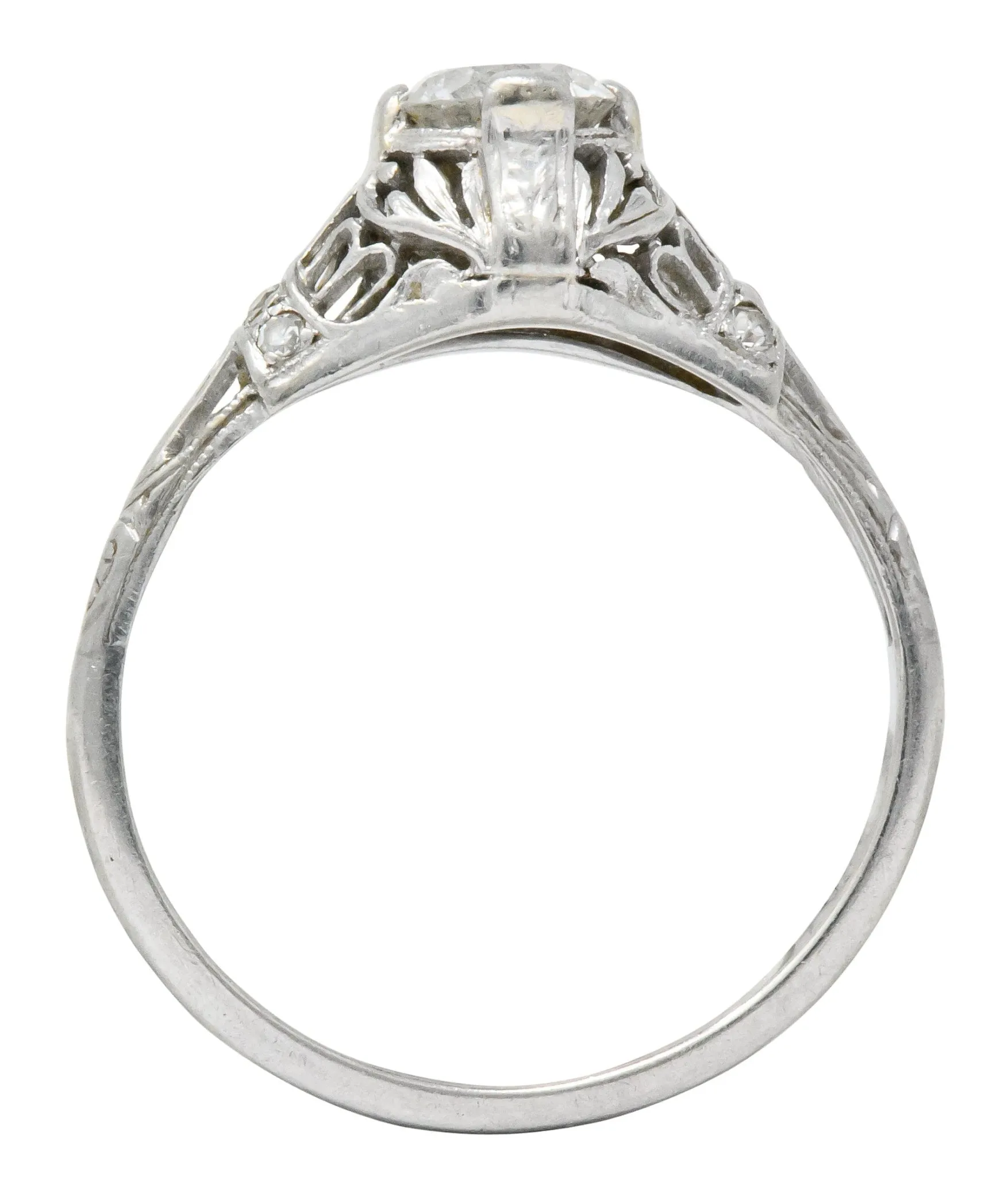 Art Deco 0.75 CTW Diamond Platinum Engagement Ring