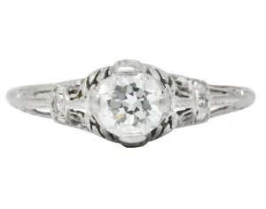 Art Deco 0.75 CTW Diamond Platinum Engagement Ring
