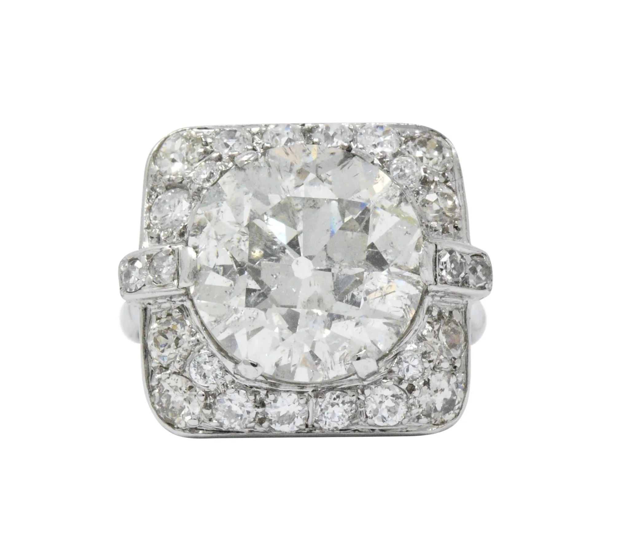 Art Deco 10.07 CTW Diamond and Platinum Engagement Ring