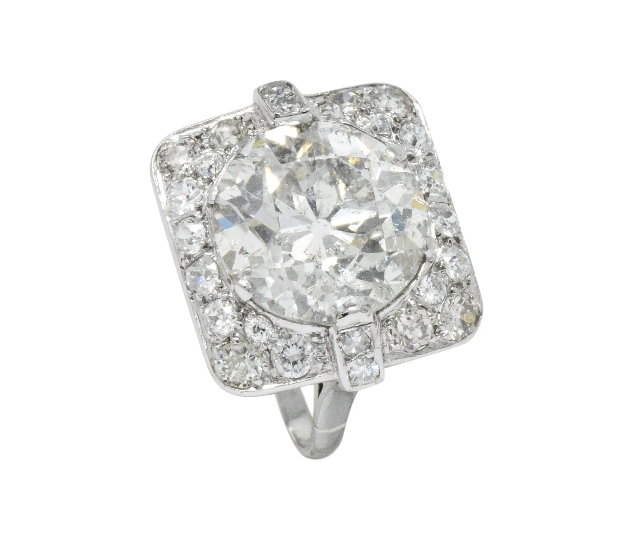 Art Deco 10.07 CTW Diamond and Platinum Engagement Ring