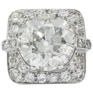 Art Deco 10.07 CTW Diamond and Platinum Engagement Ring
