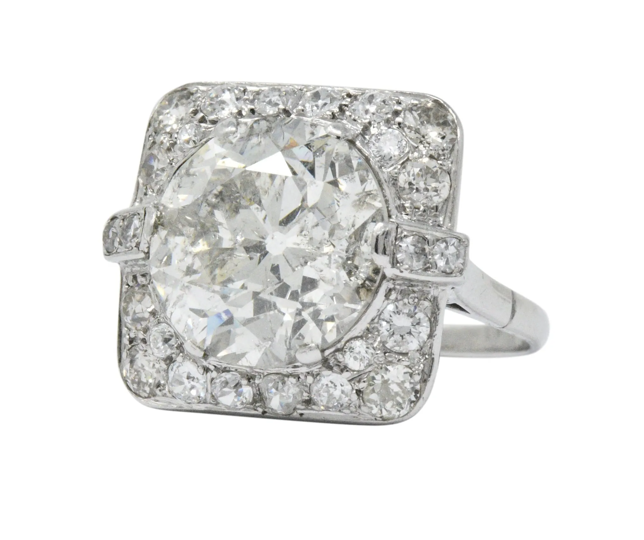 Art Deco 10.07 CTW Diamond and Platinum Engagement Ring