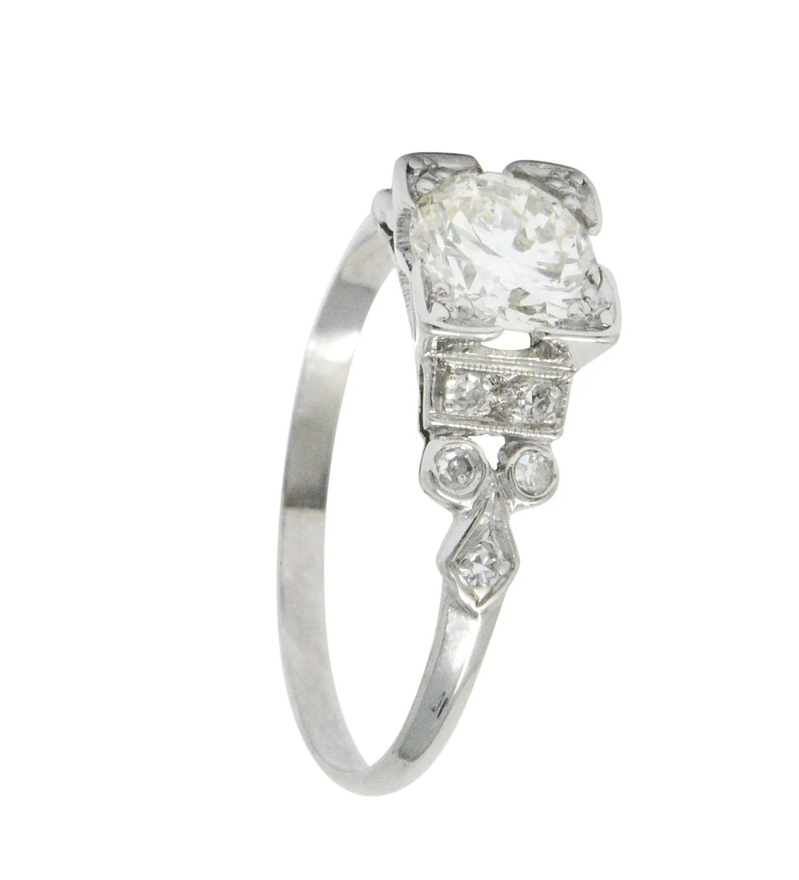 Art Deco 1.05 CTW Diamond Platinum Engagement Ring GIA
