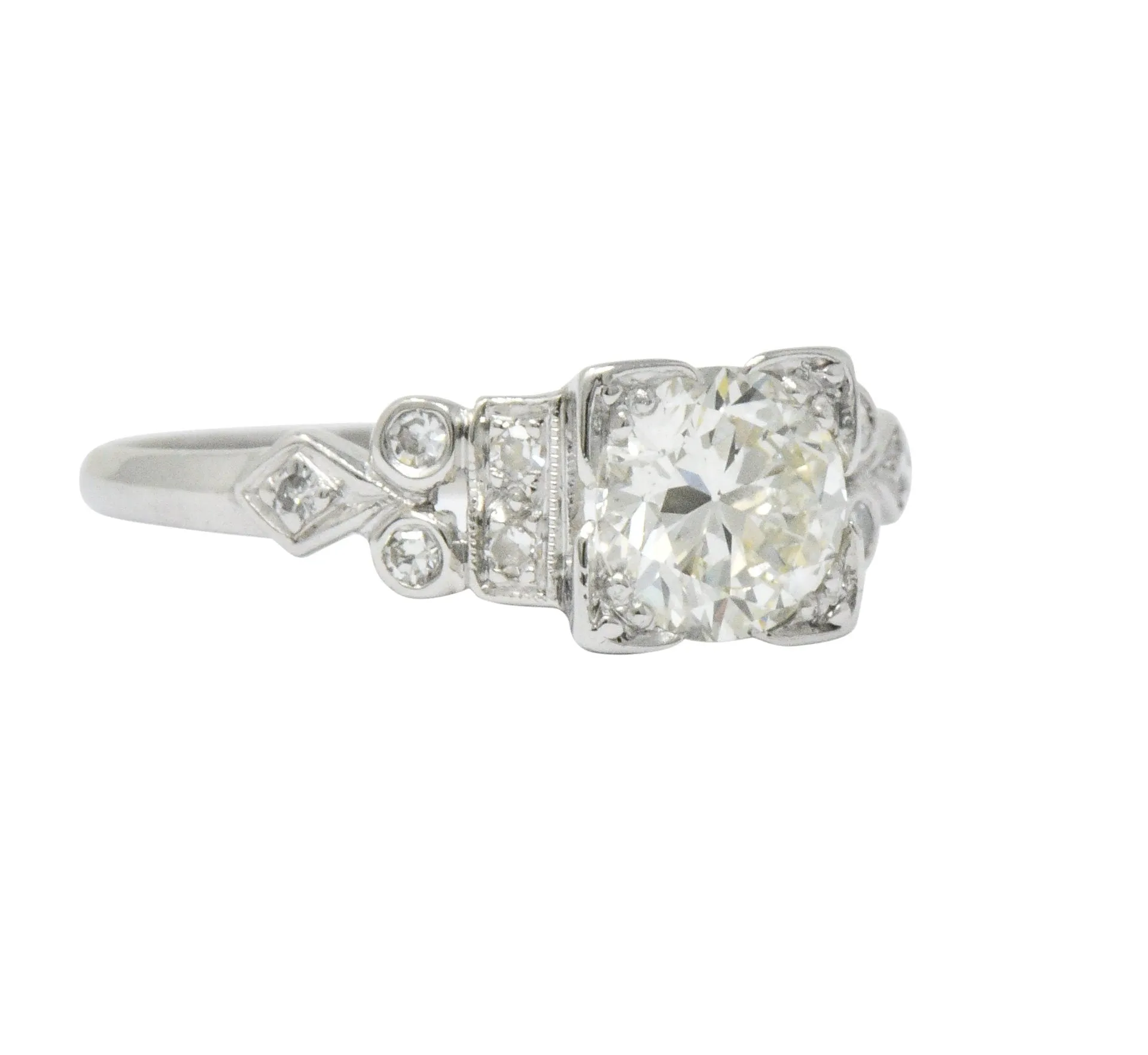 Art Deco 1.05 CTW Diamond Platinum Engagement Ring GIA