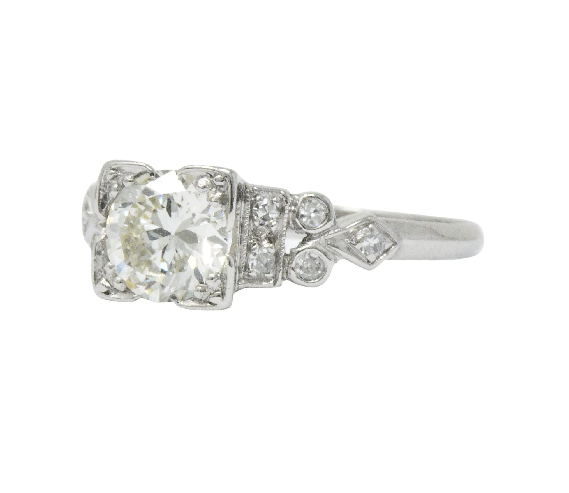 Art Deco 1.05 CTW Diamond Platinum Engagement Ring GIA