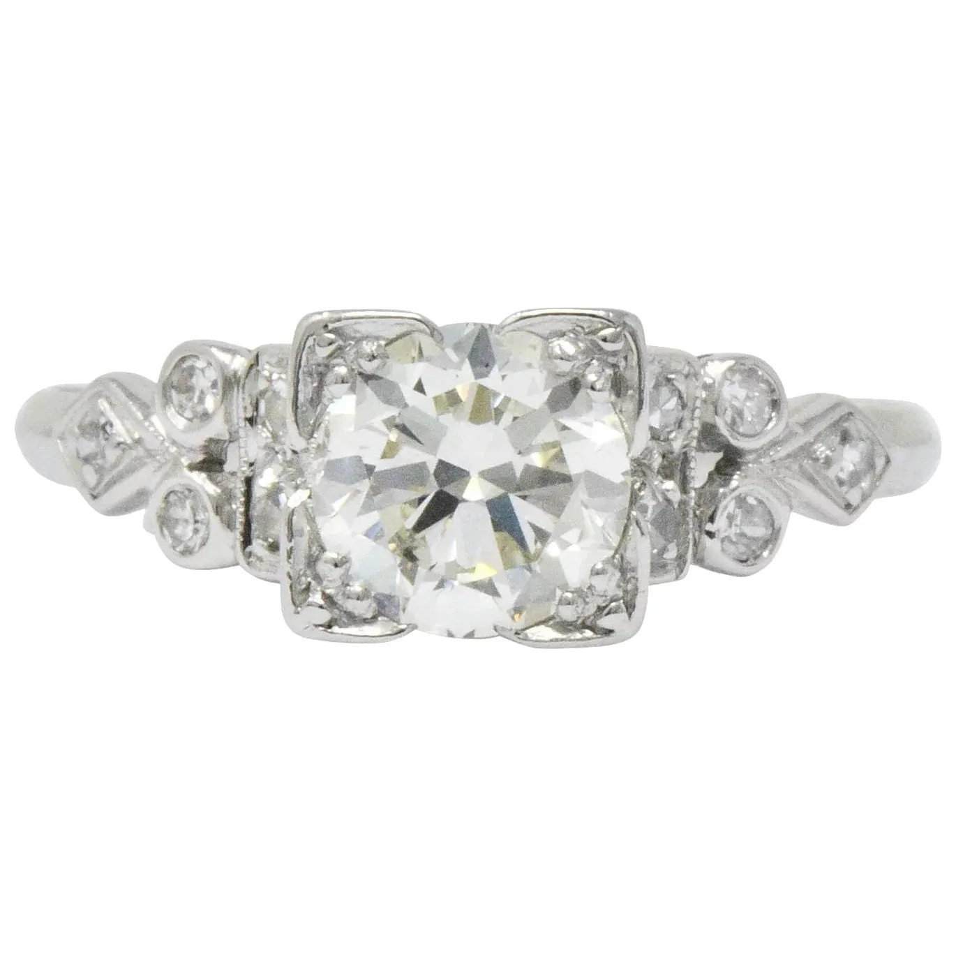 Art Deco 1.05 CTW Diamond Platinum Engagement Ring GIA