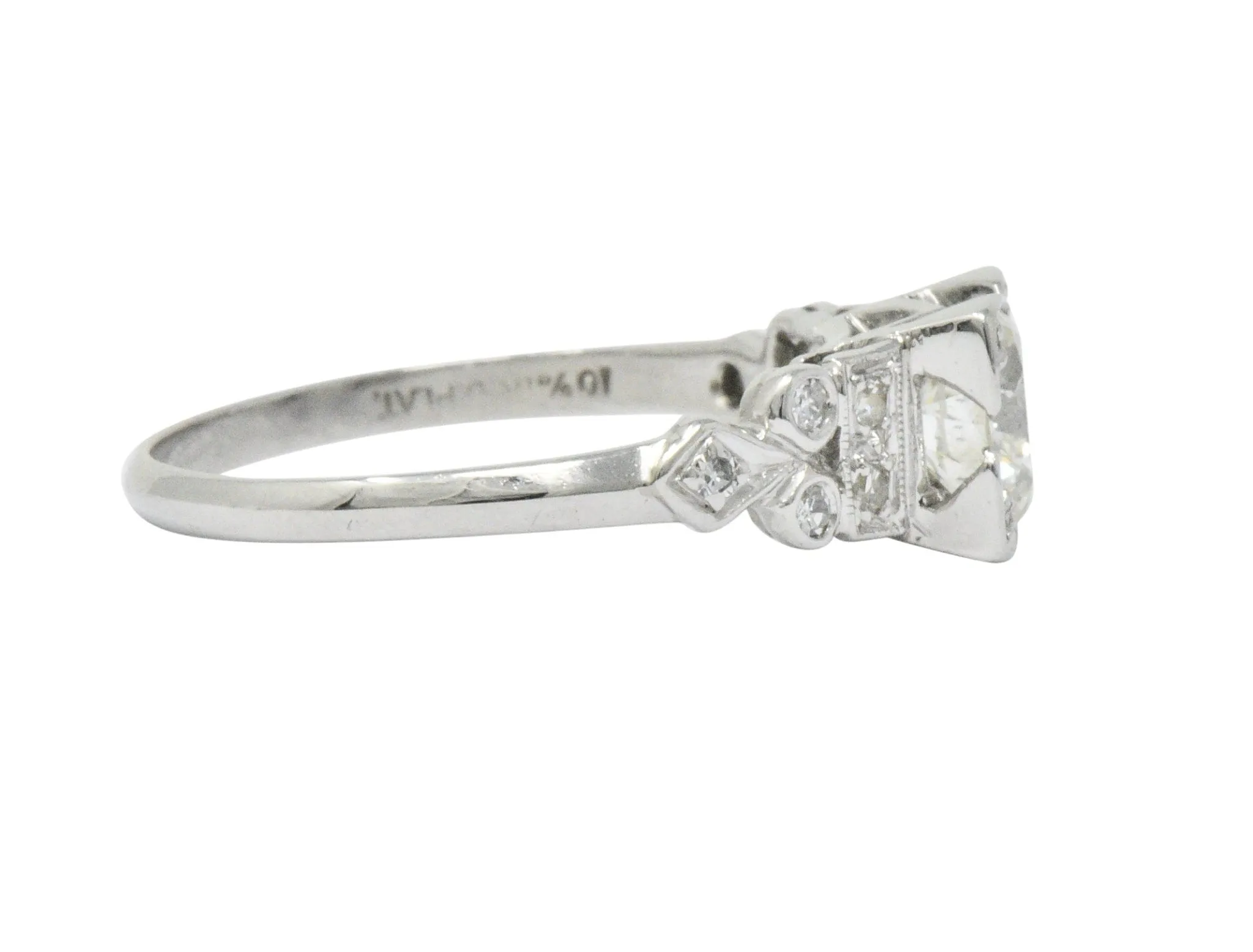 Art Deco 1.05 CTW Diamond Platinum Engagement Ring GIA