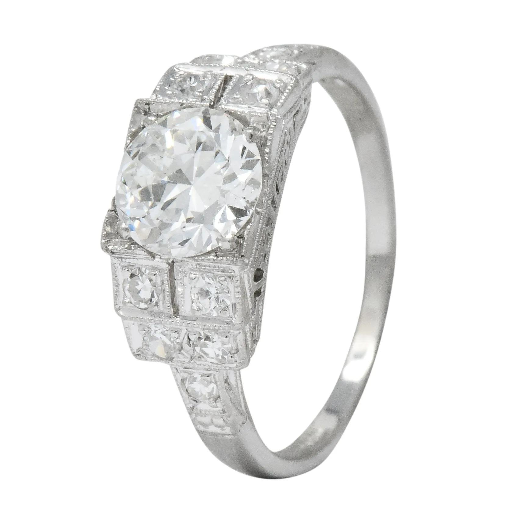 Art Deco 1.20 CTW Diamond Platinum Engagement Ring GIA