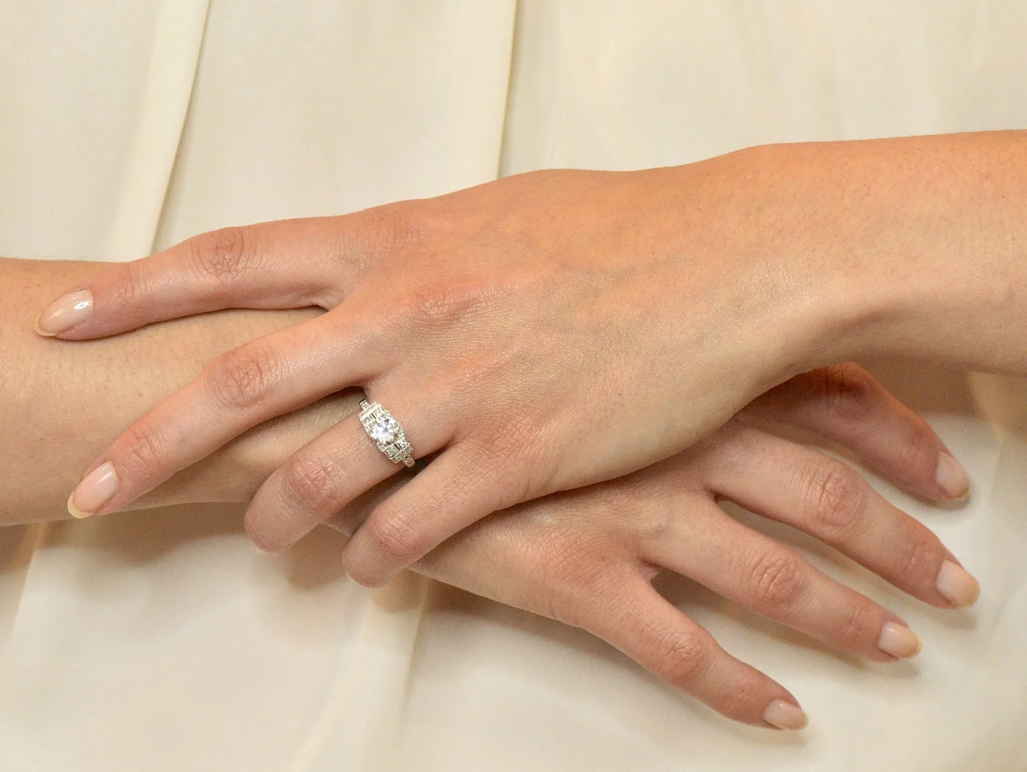 Art Deco 1.20 CTW Diamond Platinum Engagement Ring GIA