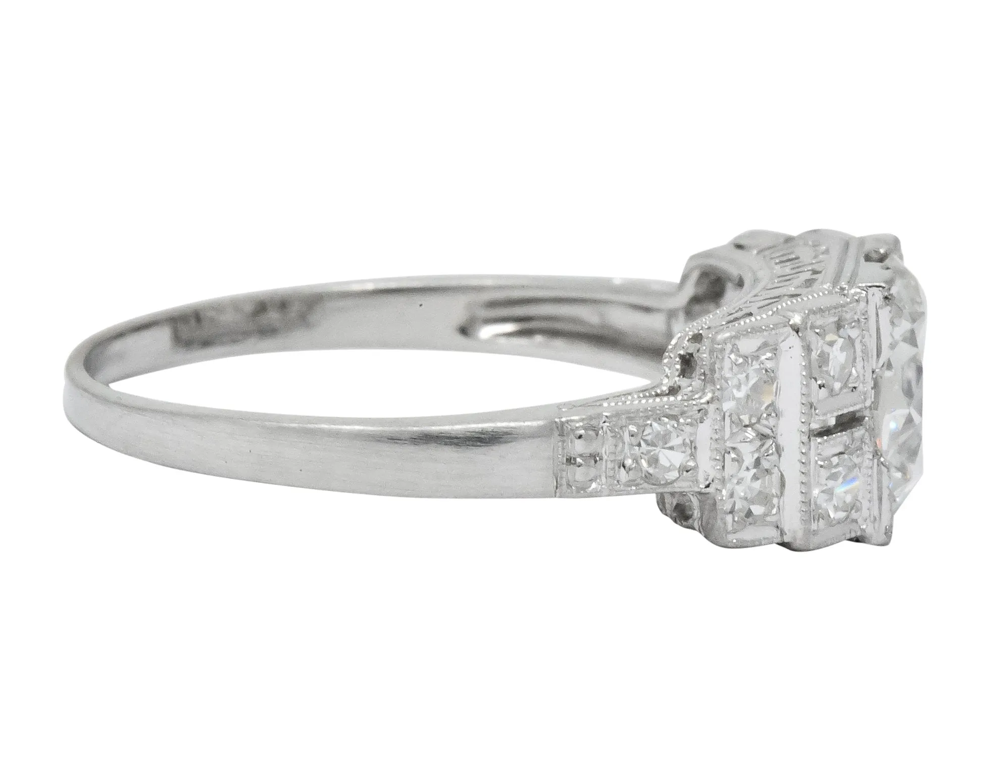 Art Deco 1.20 CTW Diamond Platinum Engagement Ring GIA