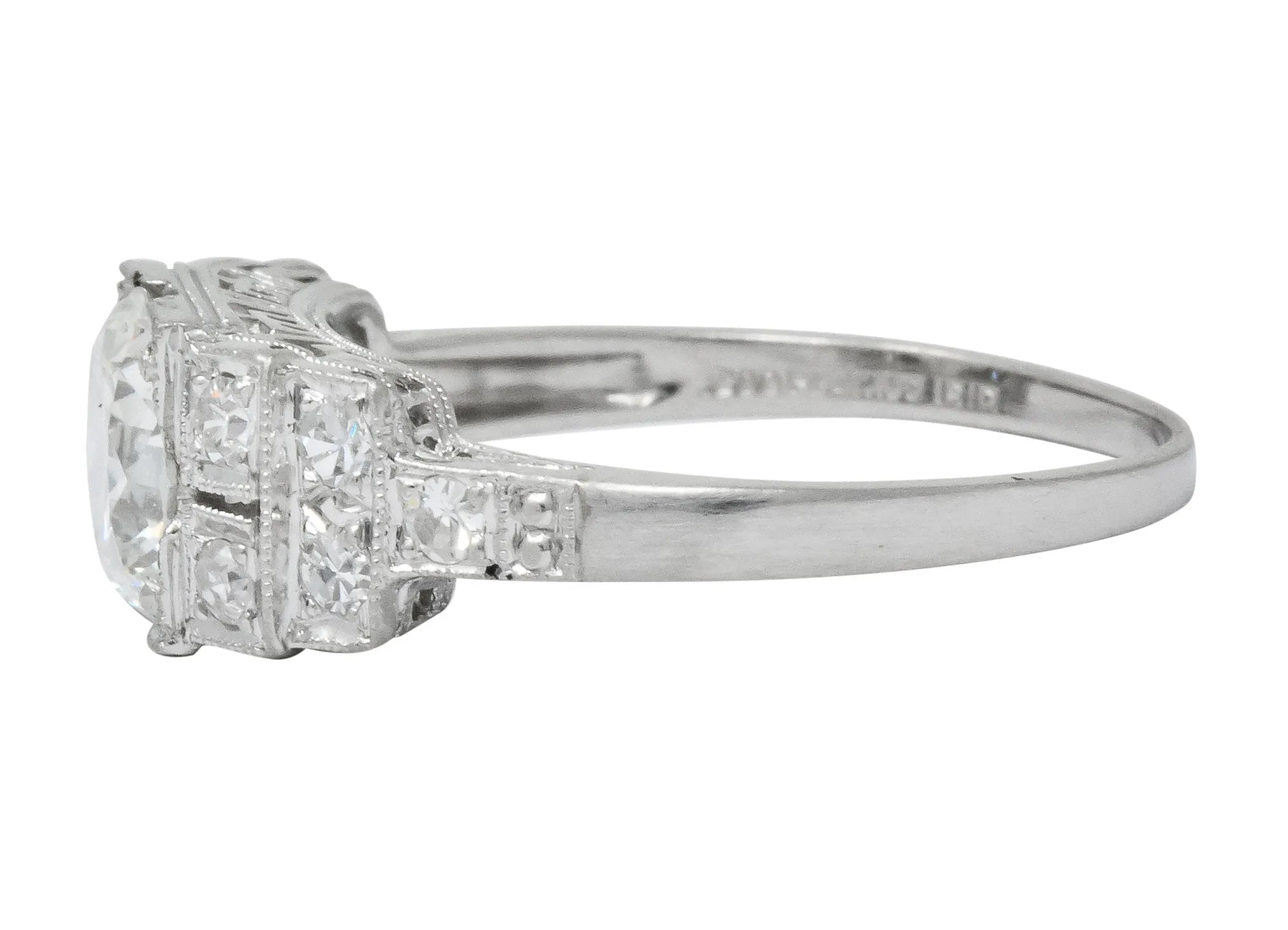 Art Deco 1.20 CTW Diamond Platinum Engagement Ring GIA