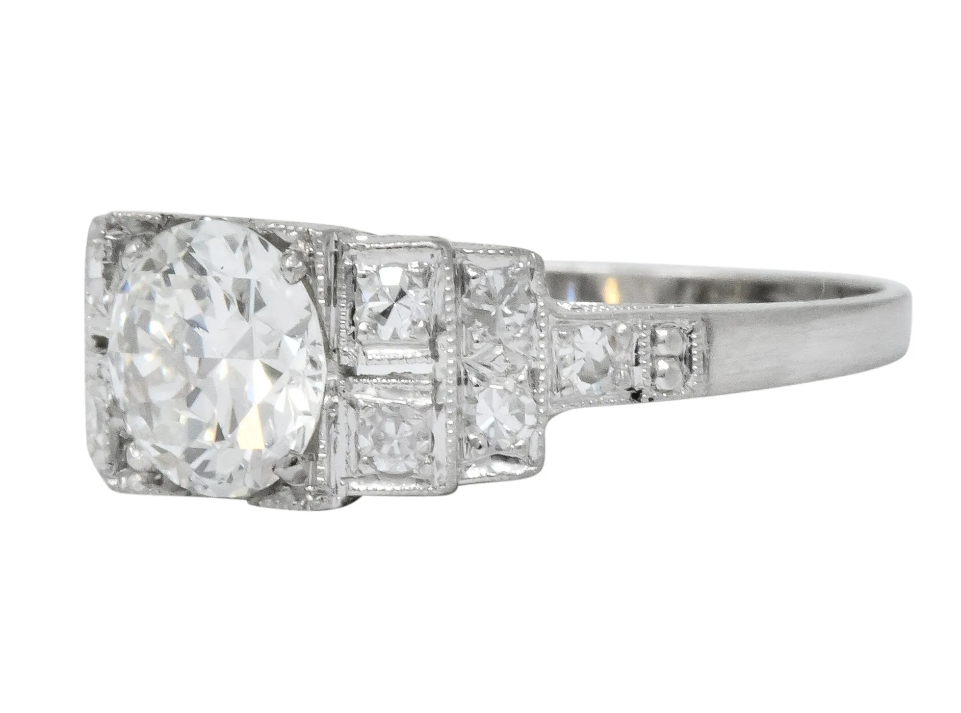 Art Deco 1.20 CTW Diamond Platinum Engagement Ring GIA