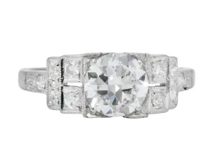 Art Deco 1.20 CTW Diamond Platinum Engagement Ring GIA
