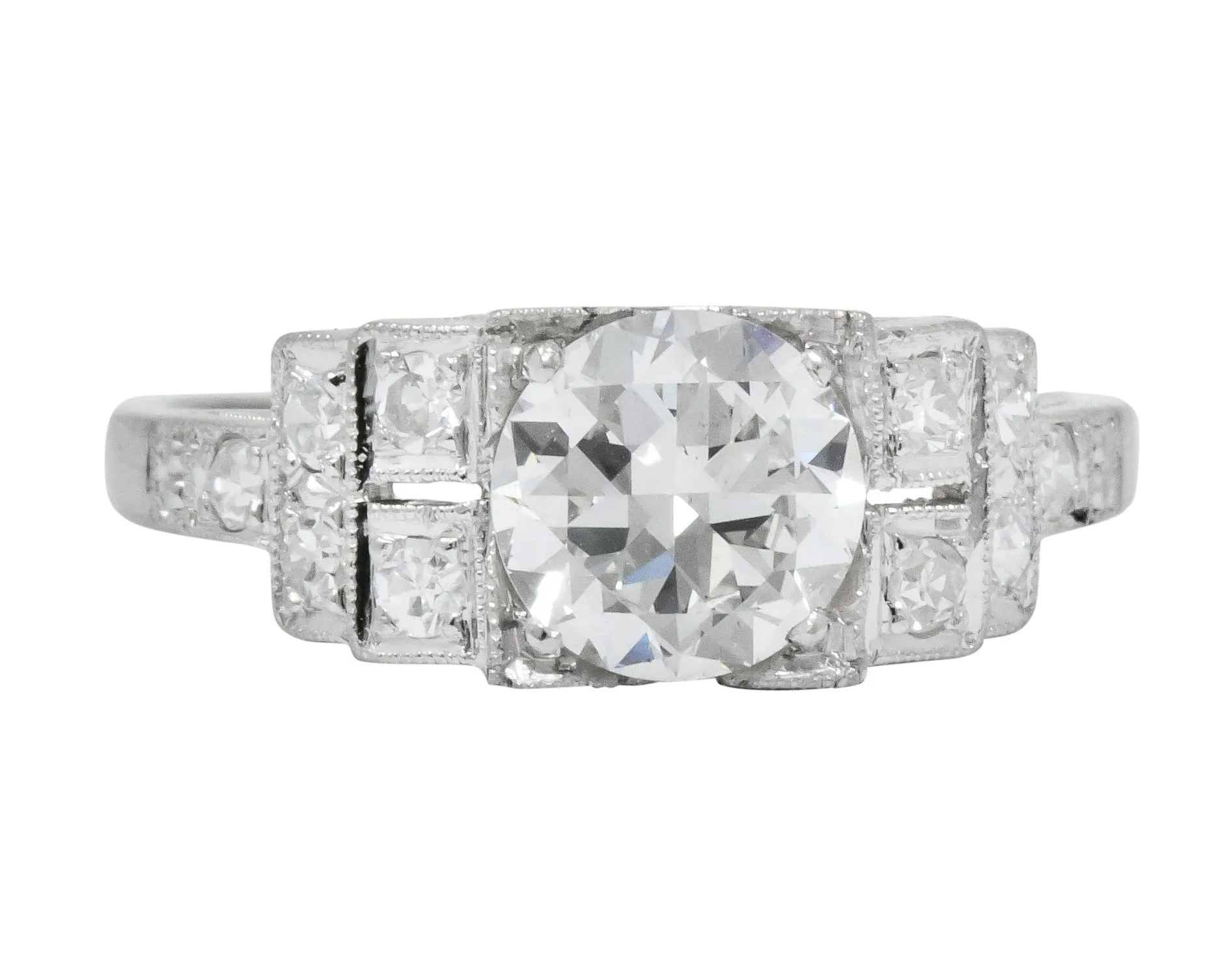 Art Deco 1.20 CTW Diamond Platinum Engagement Ring GIA
