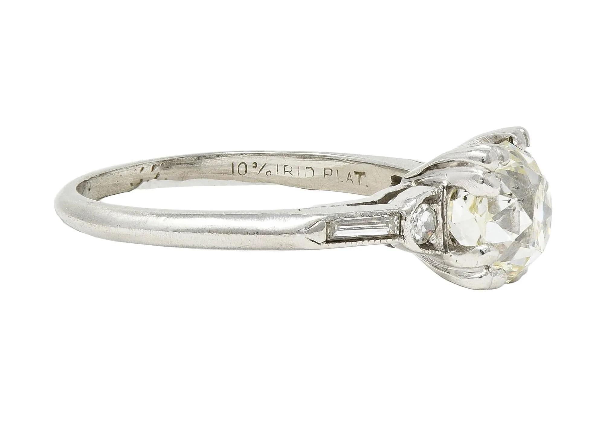 Art Deco 1.43 CTW Old European Cut Diamond Platinum Square Vintage Engagement Ring GIA