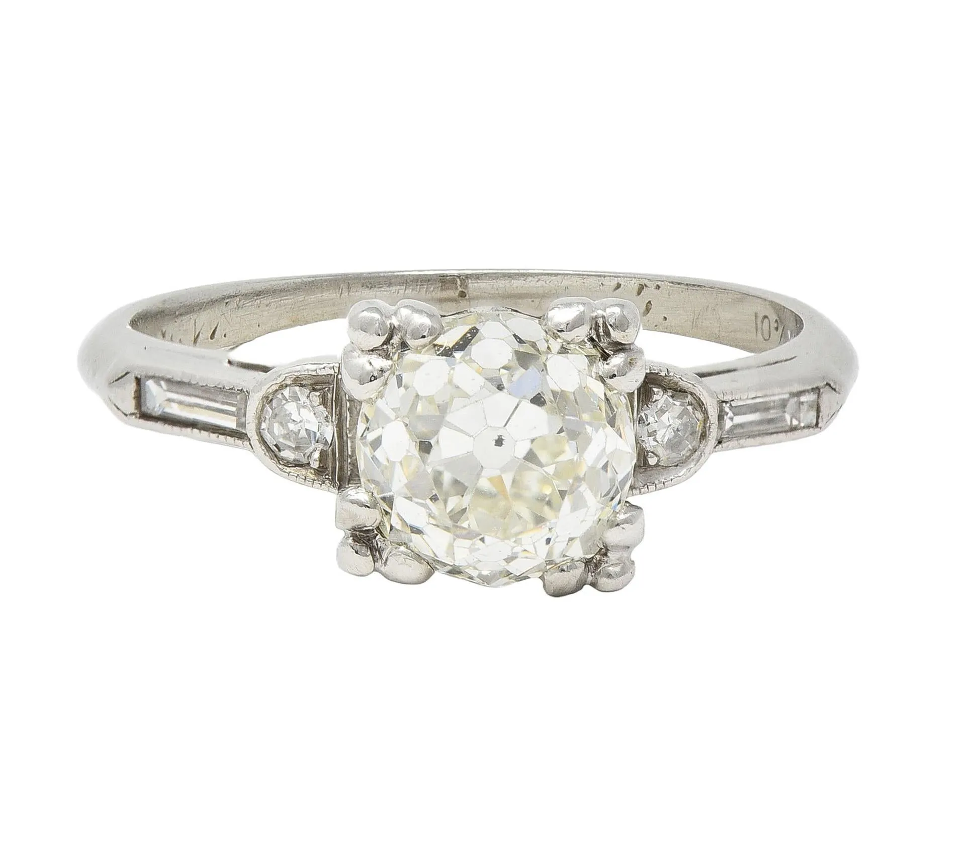 Art Deco 1.43 CTW Old European Cut Diamond Platinum Square Vintage Engagement Ring GIA