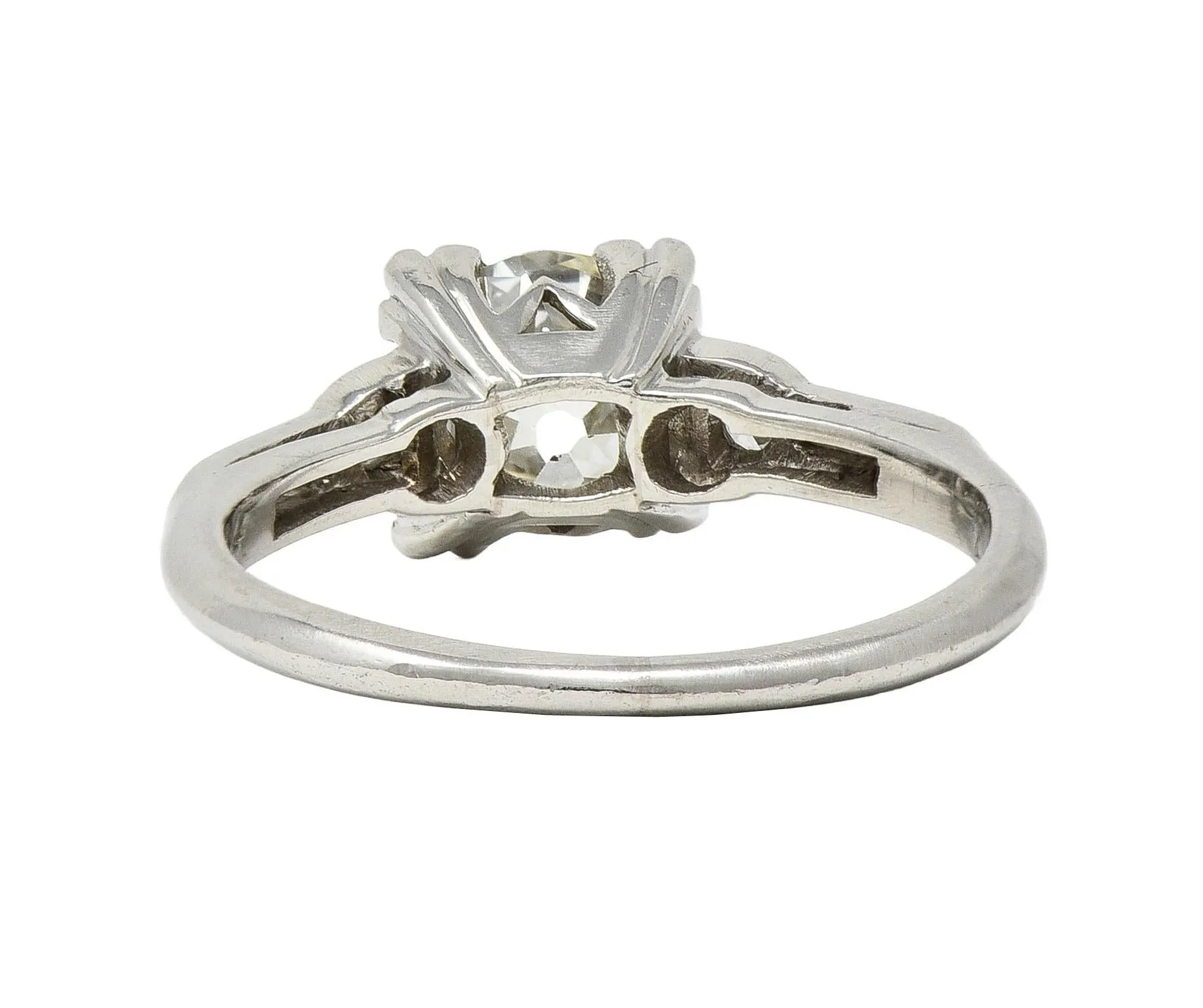 Art Deco 1.43 CTW Old European Cut Diamond Platinum Square Vintage Engagement Ring GIA