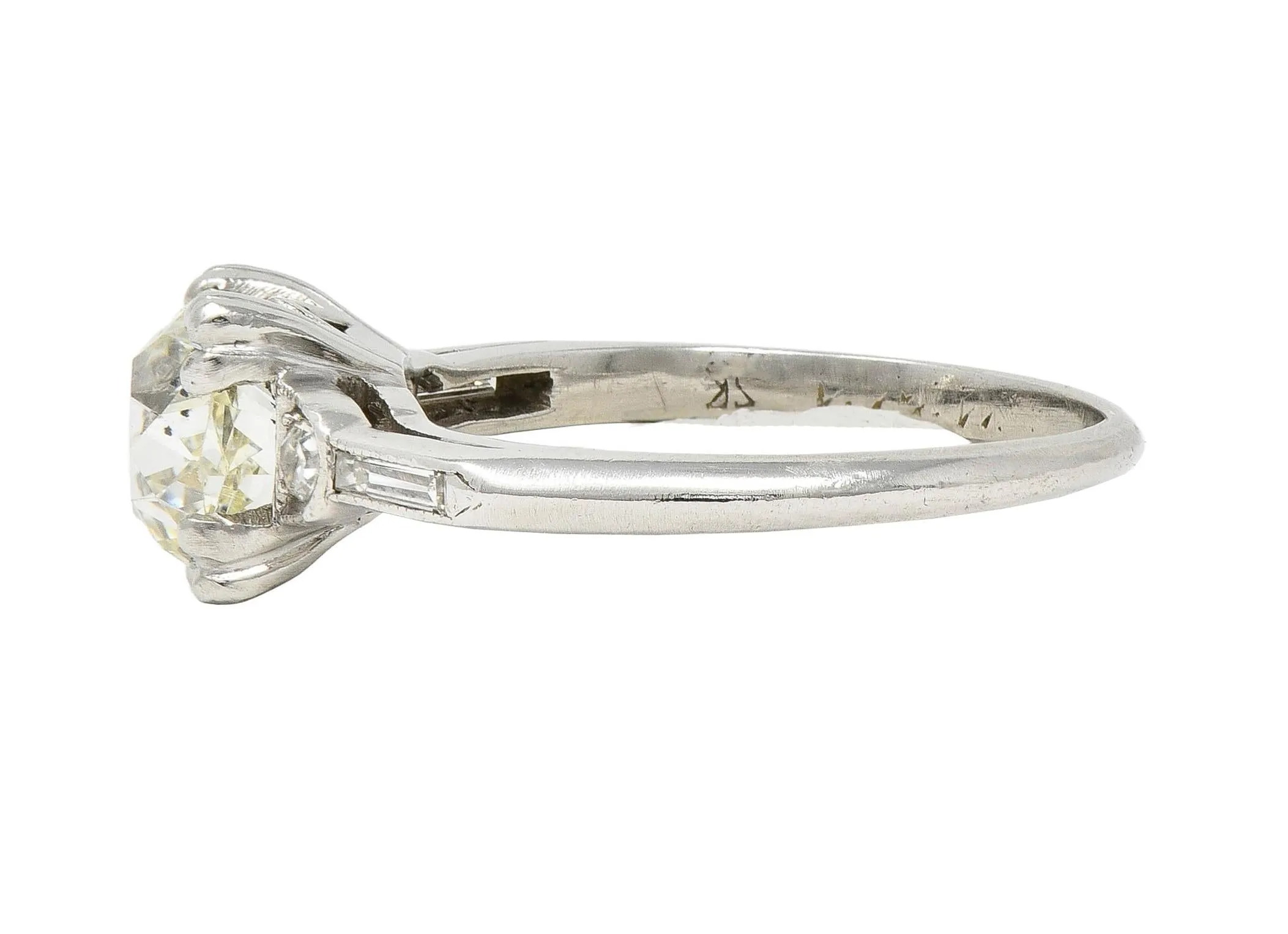 Art Deco 1.43 CTW Old European Cut Diamond Platinum Square Vintage Engagement Ring GIA