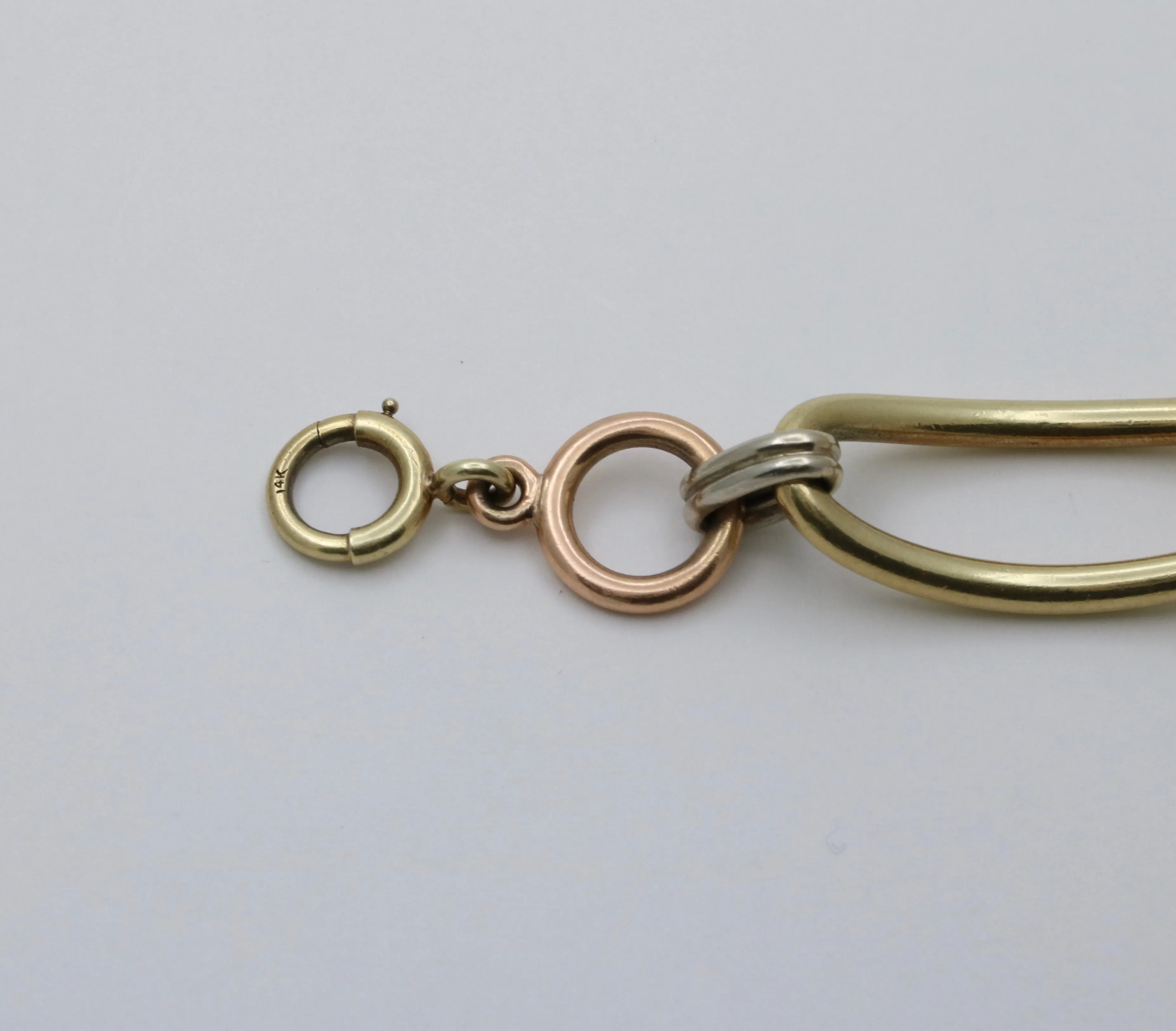 Art Deco 14K Tricolor Gold Large Open Link Bracelet