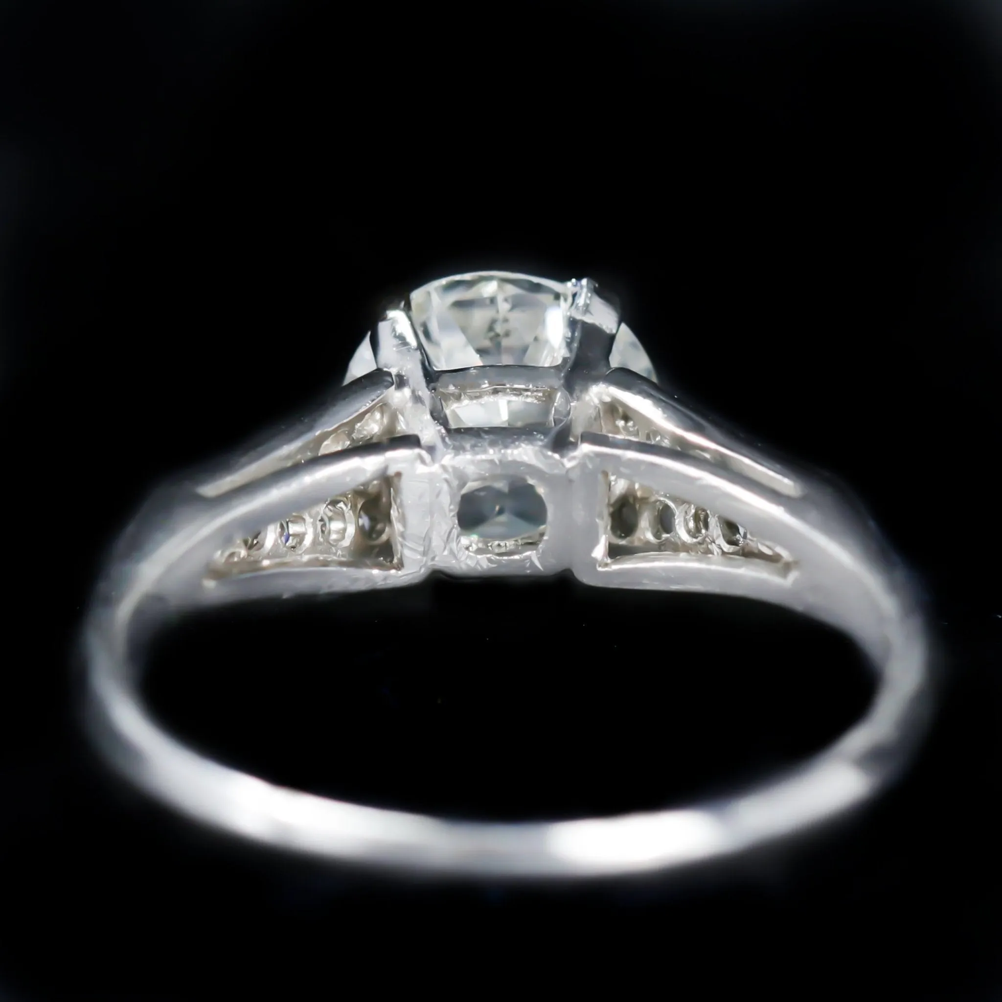 Art Deco 1.59 Carat Old European Cut Diamond Engagement Ring