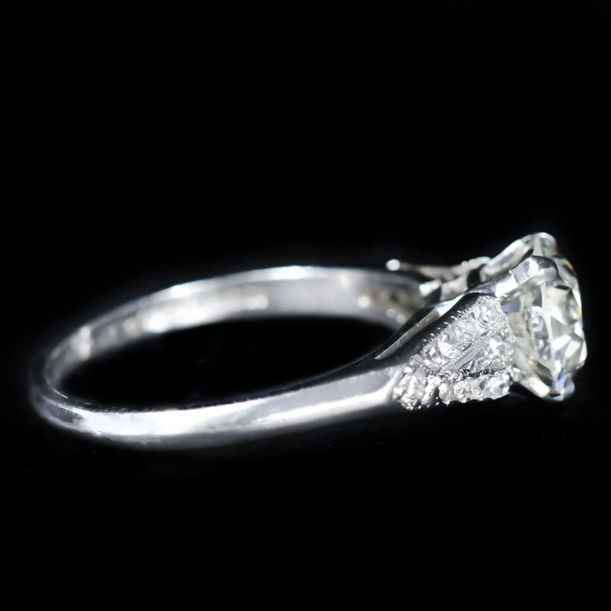 Art Deco 1.59 Carat Old European Cut Diamond Engagement Ring