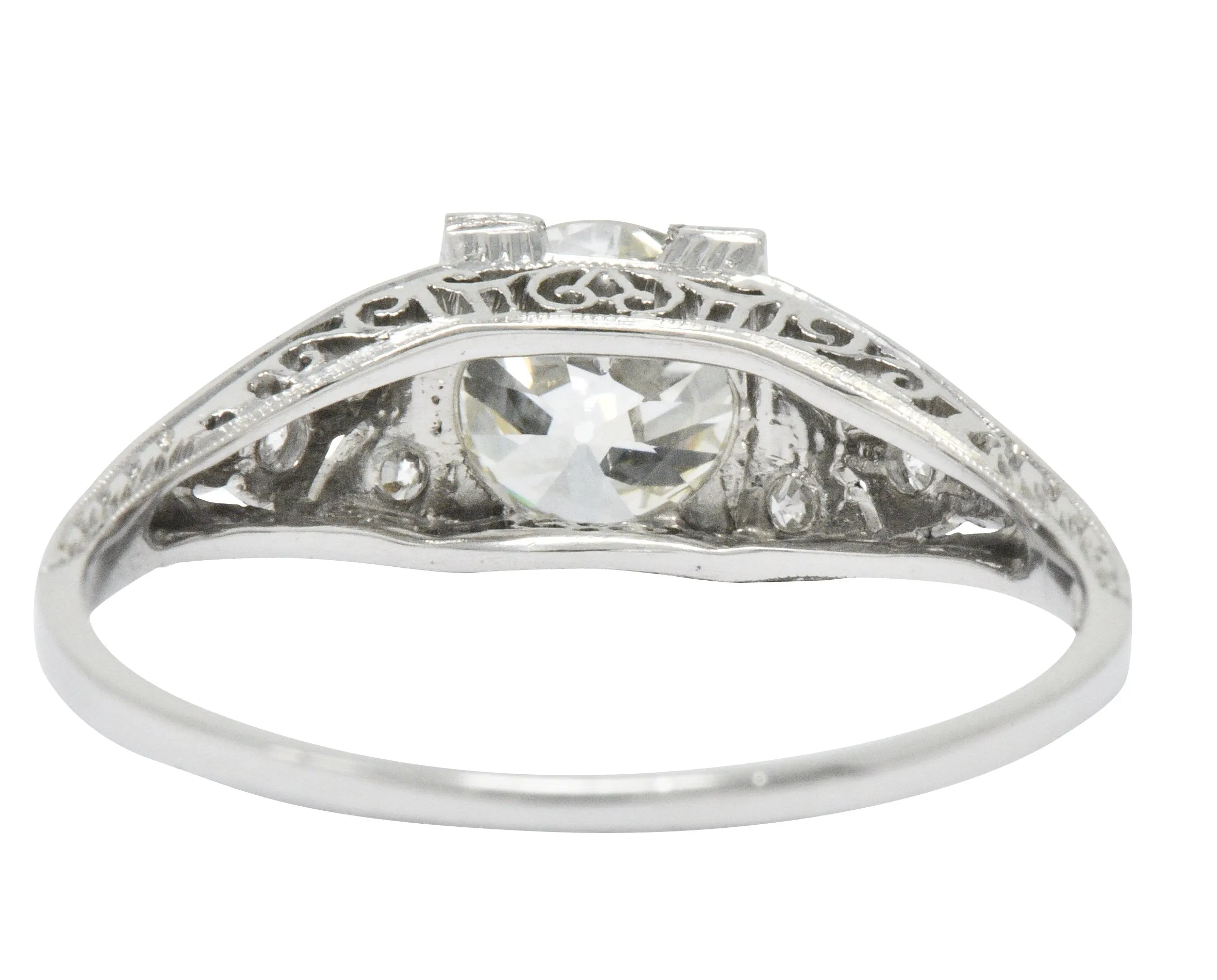 Art Deco 1.60 CTW Diamond Platinum Engagement Ring, GIA